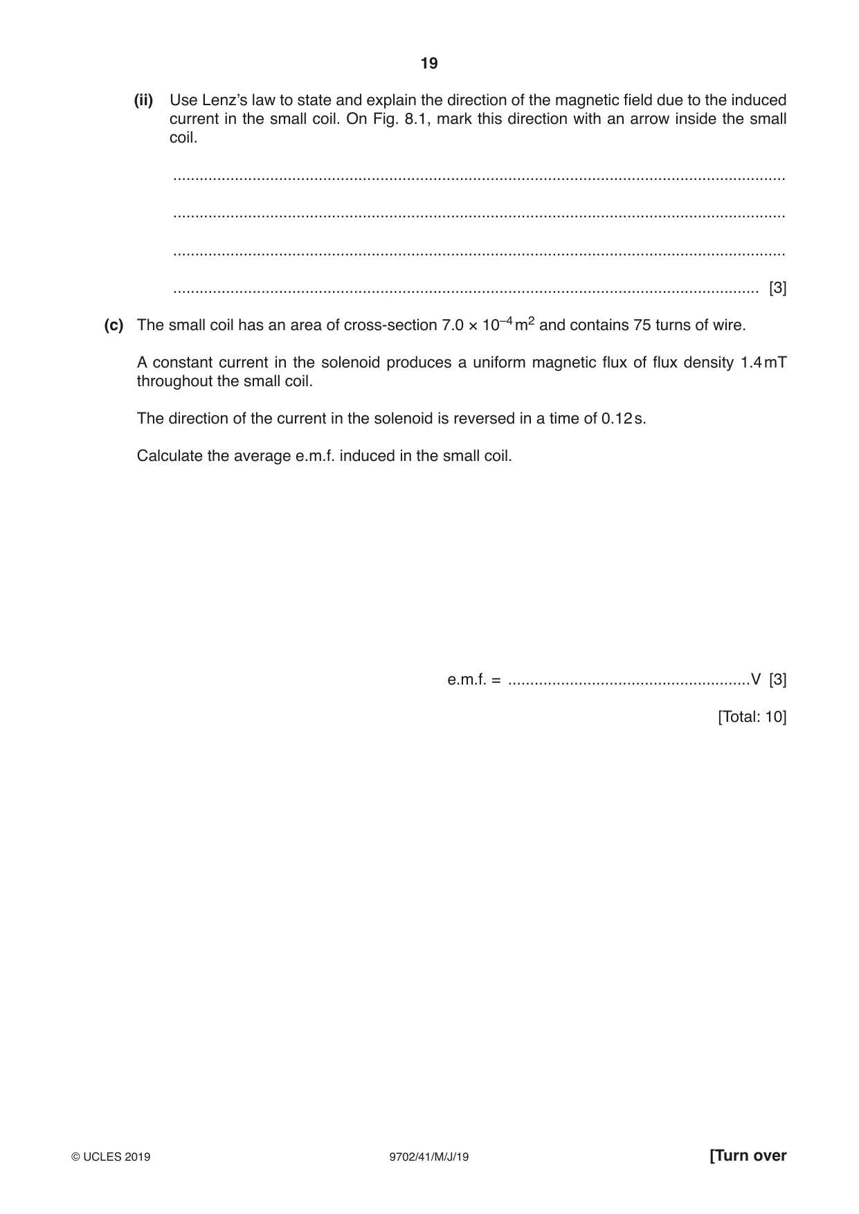 Cambridge A Level Physics 9702 2019 May/June Paper 4 · Variant 1 question paper, page 19 of 28