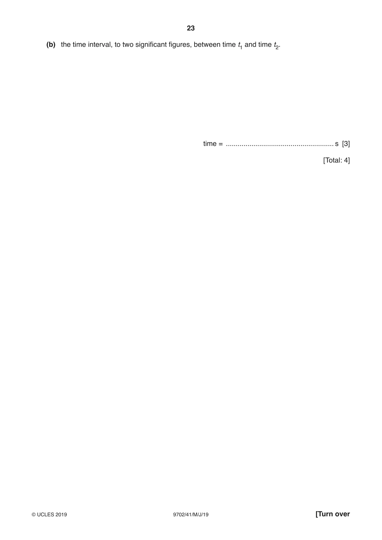 Cambridge A Level Physics 9702 2019 May/June Paper 4 · Variant 1 question paper, page 23 of 28