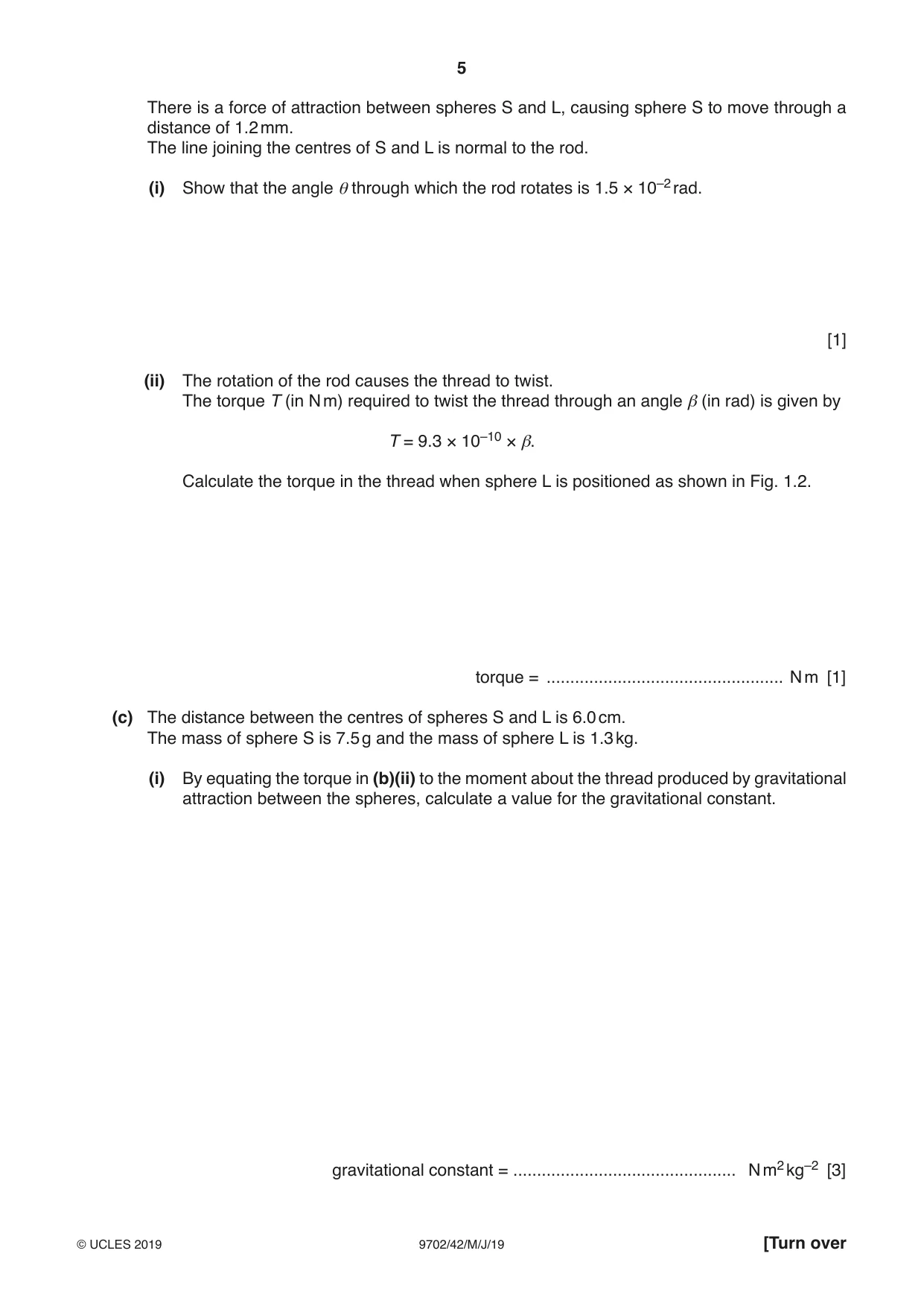 Cambridge A Level Physics 9702 2019 May/June Paper 4 · Variant 2 question paper, page 5 of 28
