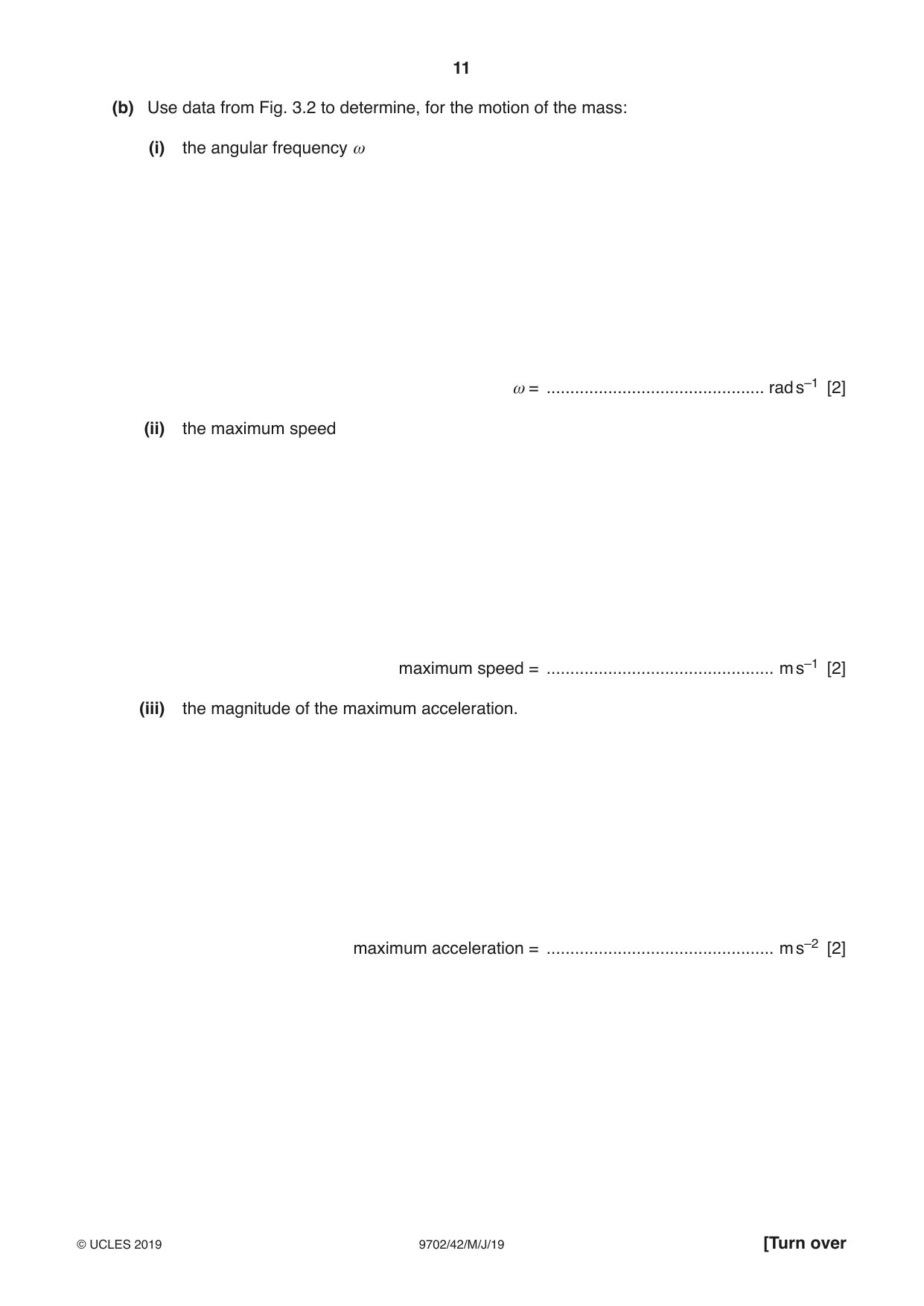 Cambridge A Level Physics 9702 2019 May/June Paper 4 · Variant 2 question paper, page 11 of 28
