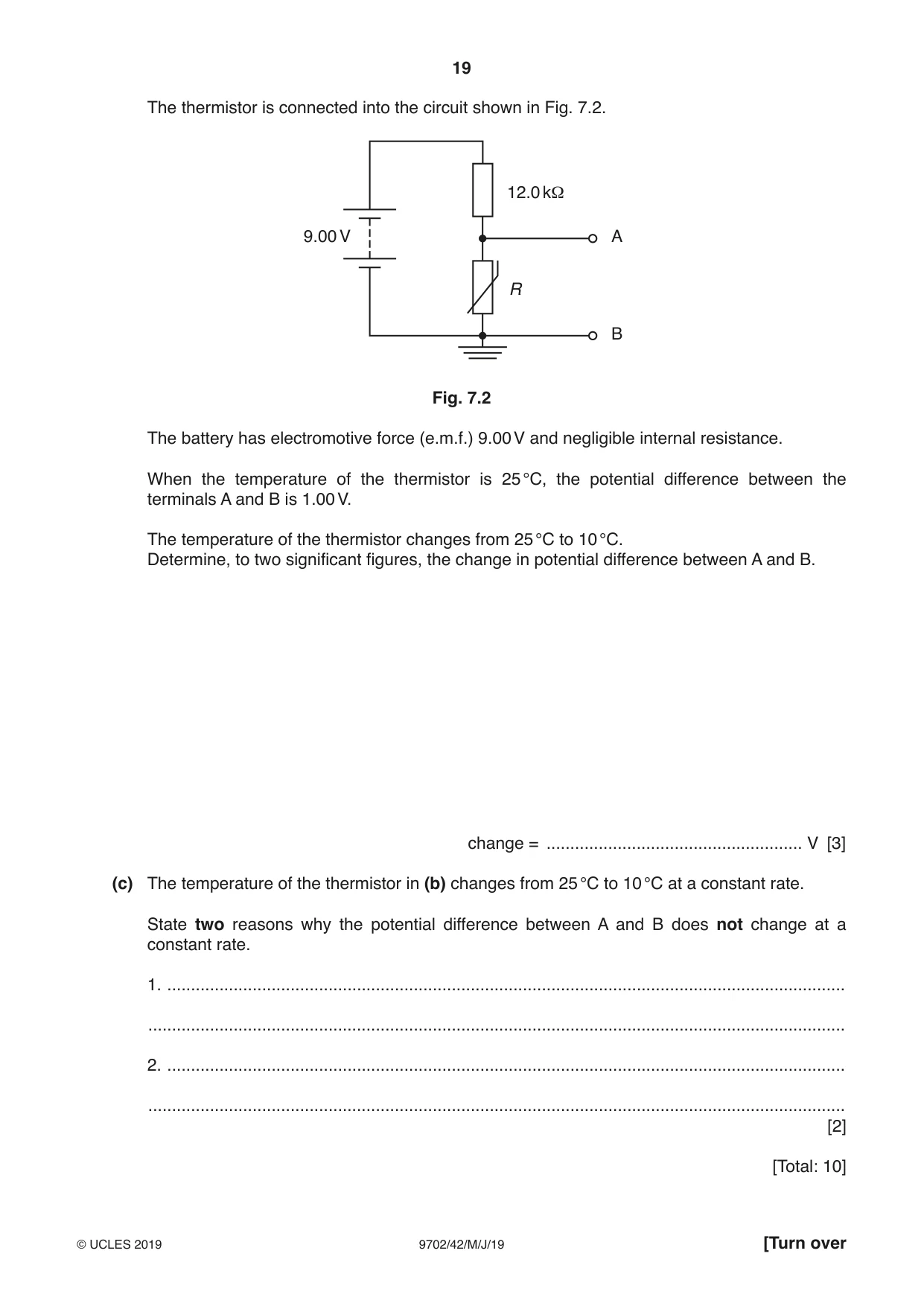 Cambridge A Level Physics 9702 2019 May/June Paper 4 · Variant 2 question paper, page 19 of 28