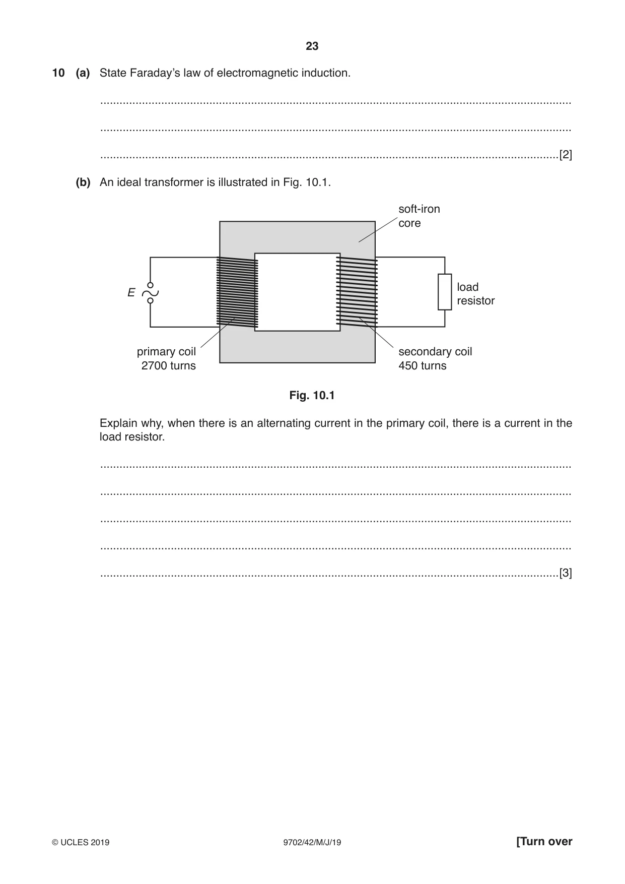 Cambridge A Level Physics 9702 2019 May/June Paper 4 · Variant 2 question paper, page 23 of 28