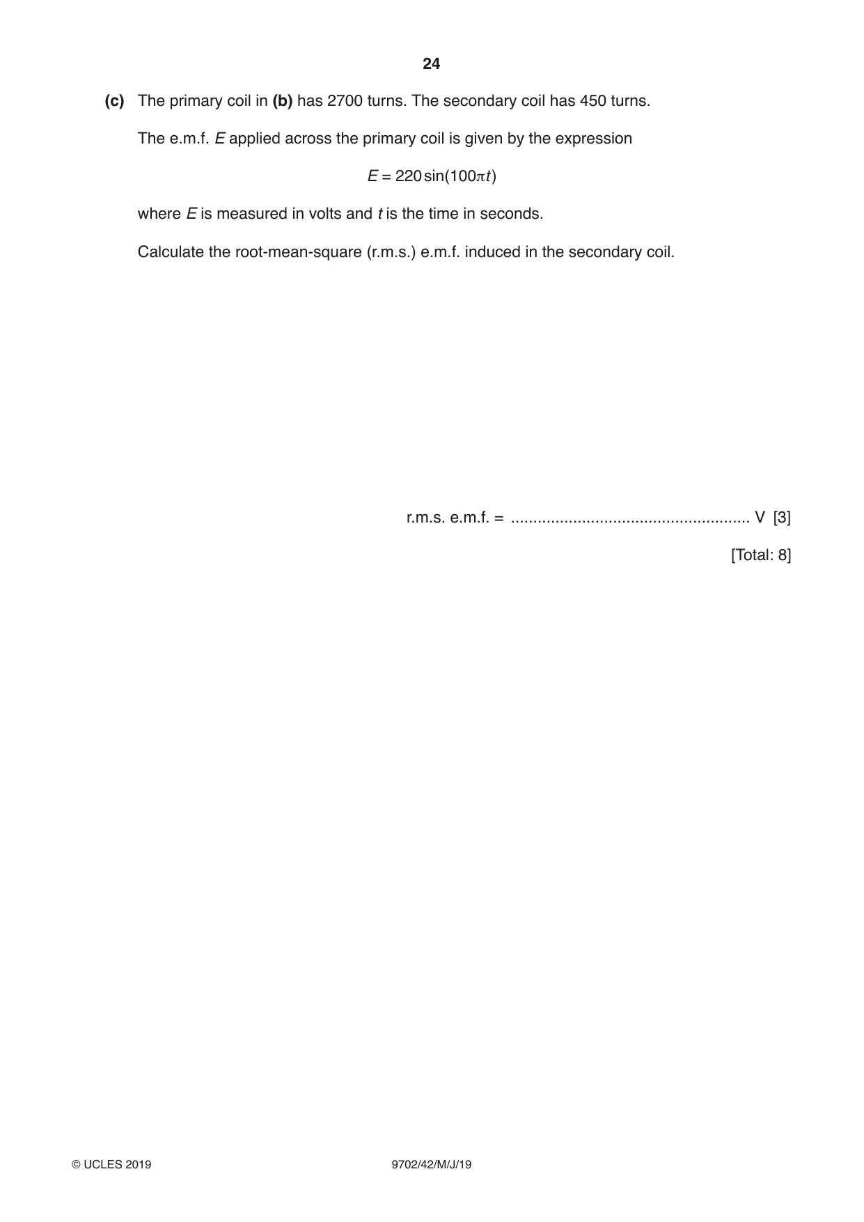 Cambridge A Level Physics 9702 2019 May/June Paper 4 · Variant 2 question paper, page 24 of 28