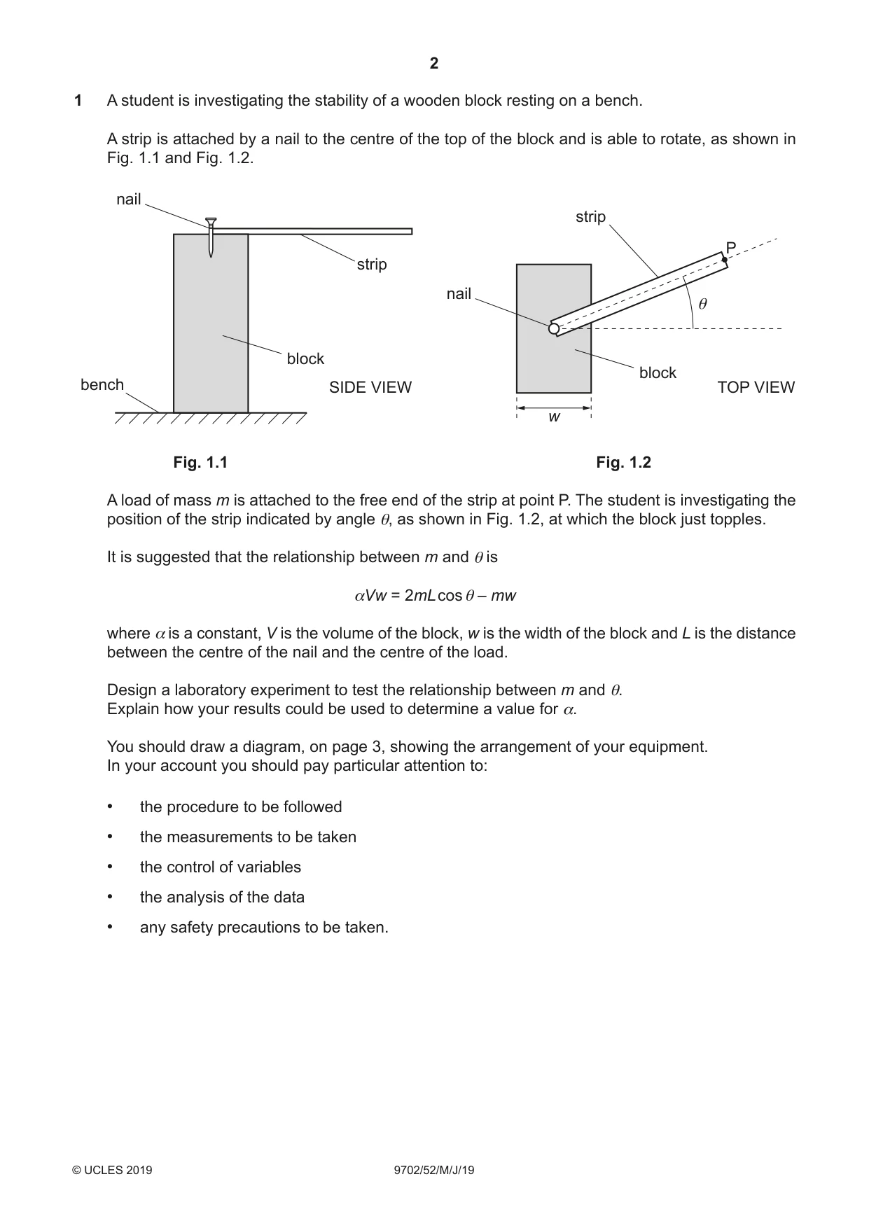 Cambridge A Level Physics 9702 2019 May/June Paper 5 · Variant 2 question paper, page 2 of 8