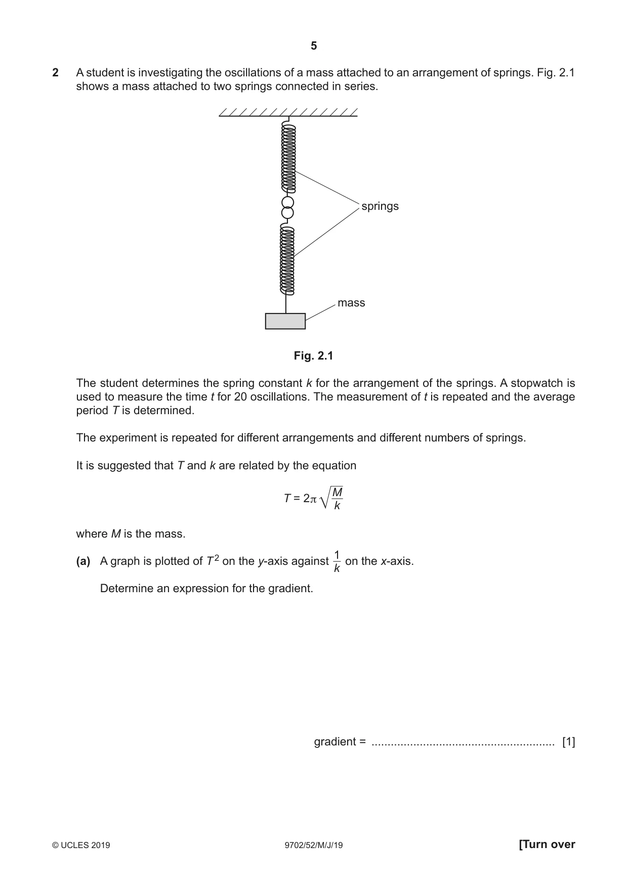 Cambridge A Level Physics 9702 2019 May/June Paper 5 · Variant 2 question paper, page 5 of 8