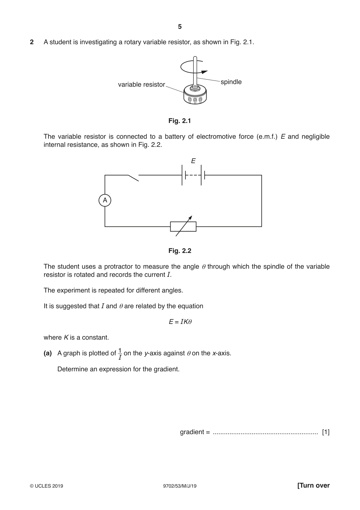 Cambridge A Level Physics 9702 2019 May/June Paper 5 · Variant 3 question paper, page 5 of 8