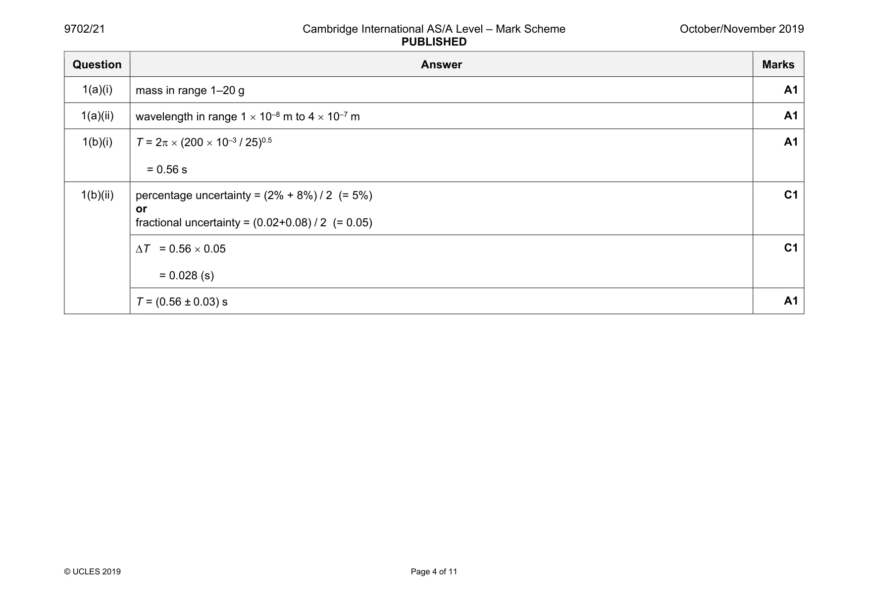 Mark scheme, page 4 of 11
