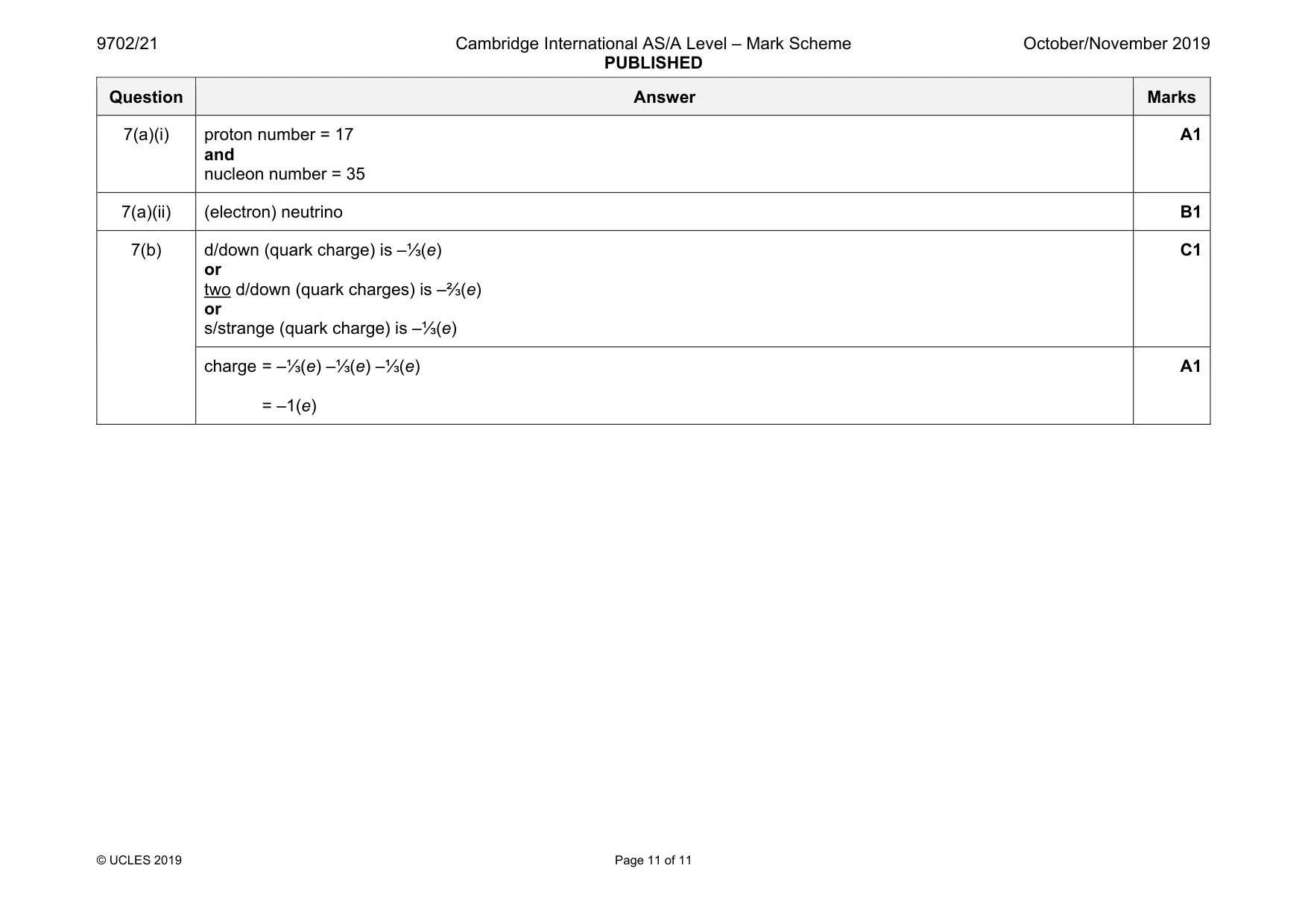 Mark scheme, page 11 of 11