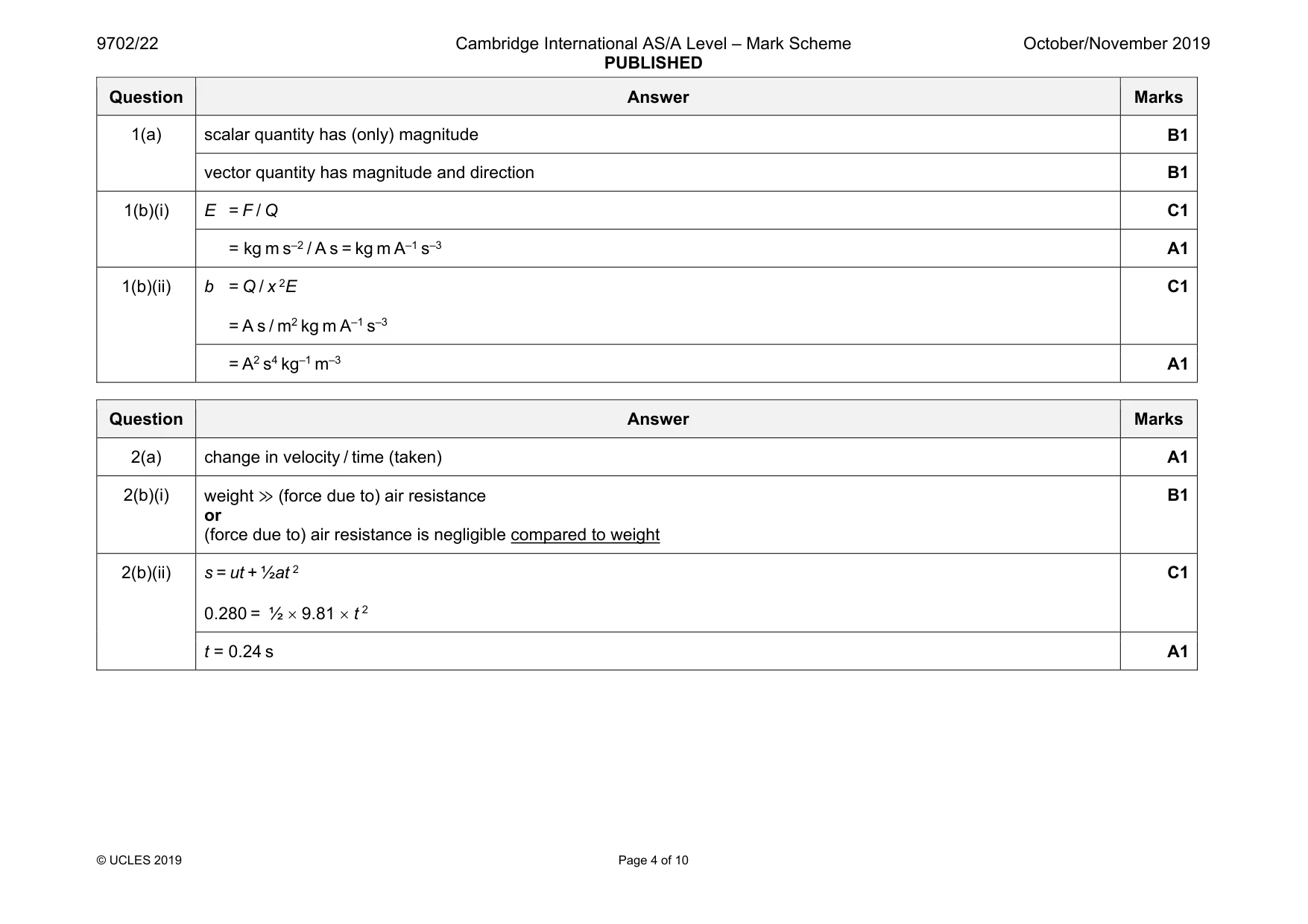 Mark scheme, page 4 of 10