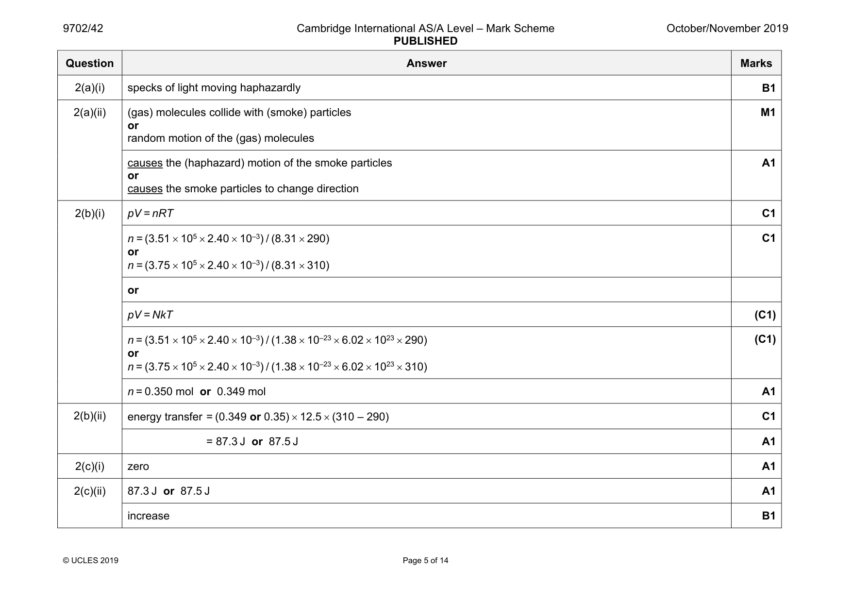 Mark scheme, page 5 of 14