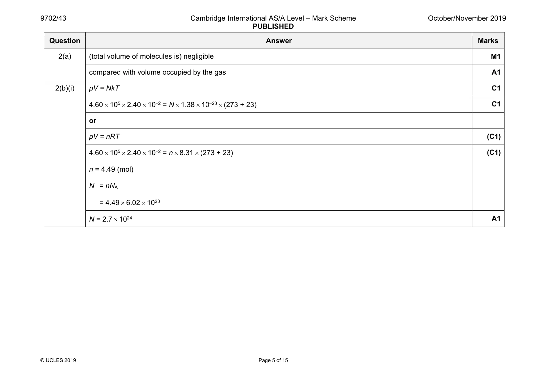 Mark scheme, page 5 of 15