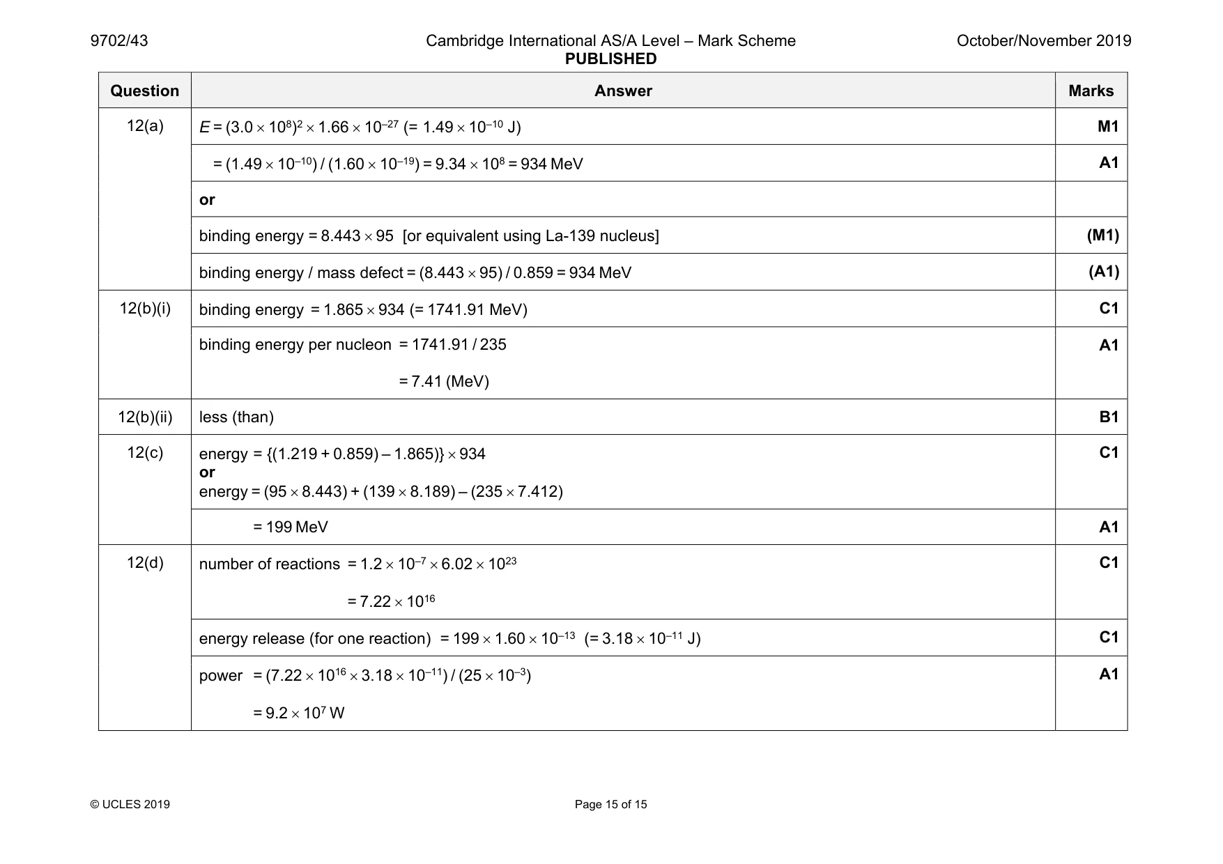 Mark scheme, page 15 of 15