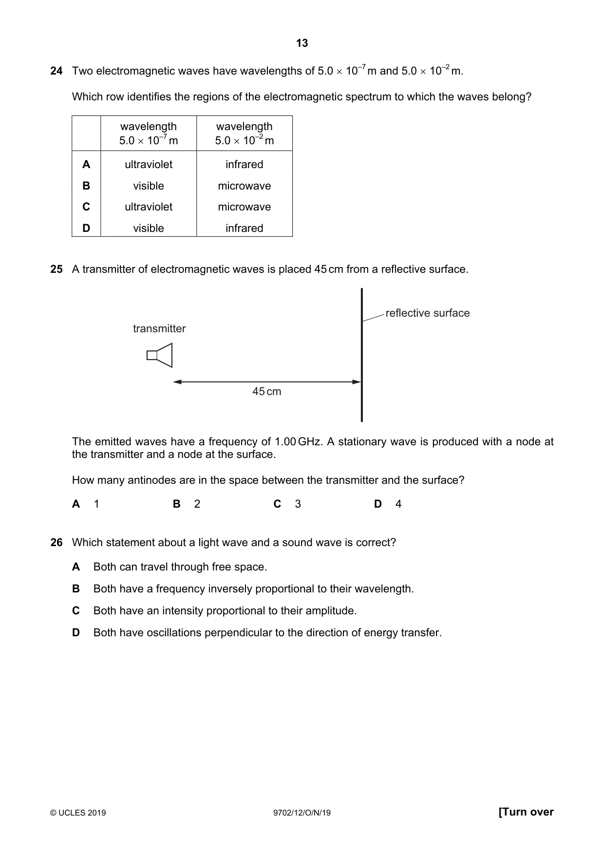 Cambridge A Level Physics 9702 2019 Oct/Nov Paper 1 · Variant 2 question paper, page 13 of 20