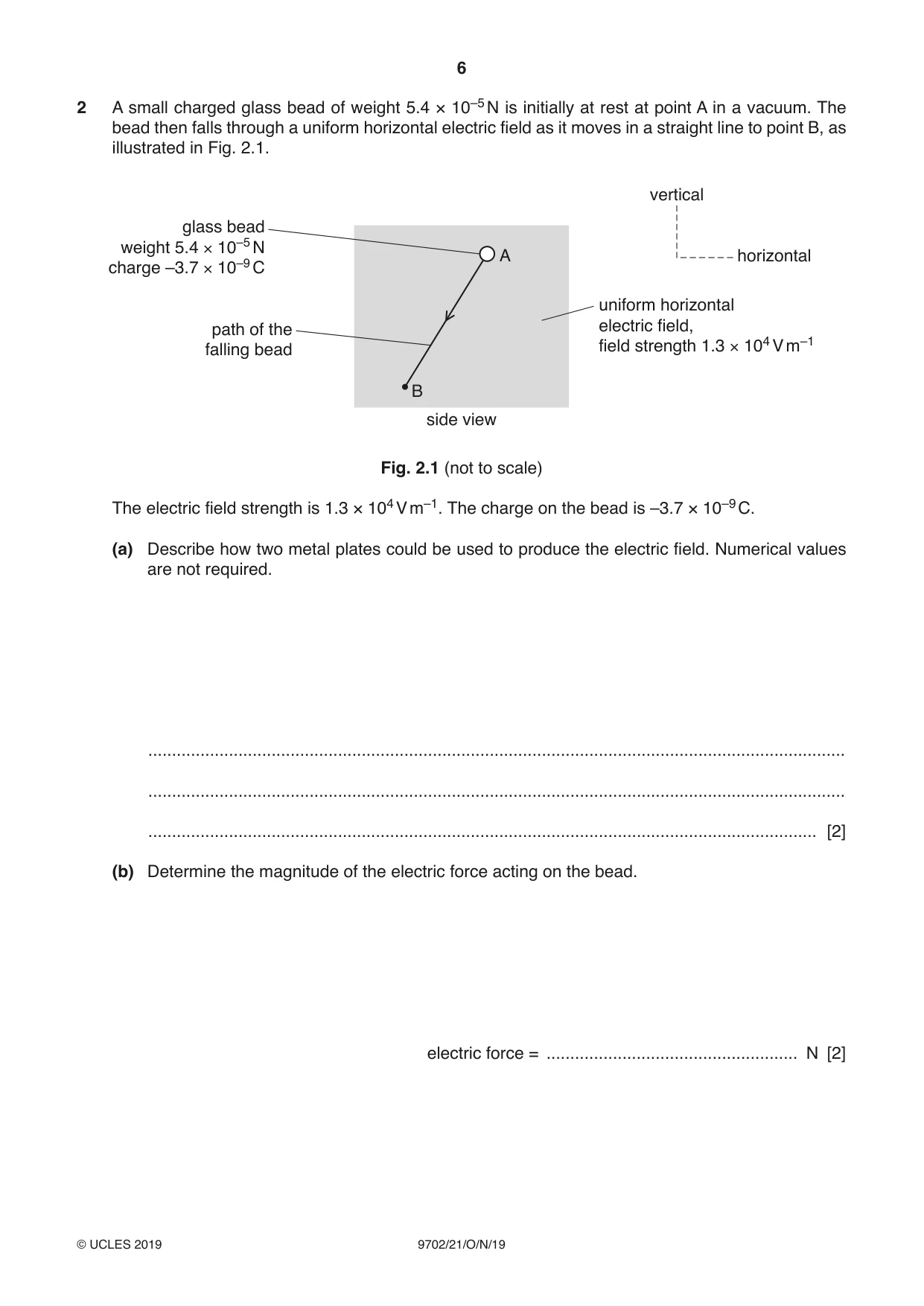 Cambridge A Level Physics 9702 2019 Oct/Nov Paper 2 · Variant 1 question paper, page 6 of 16