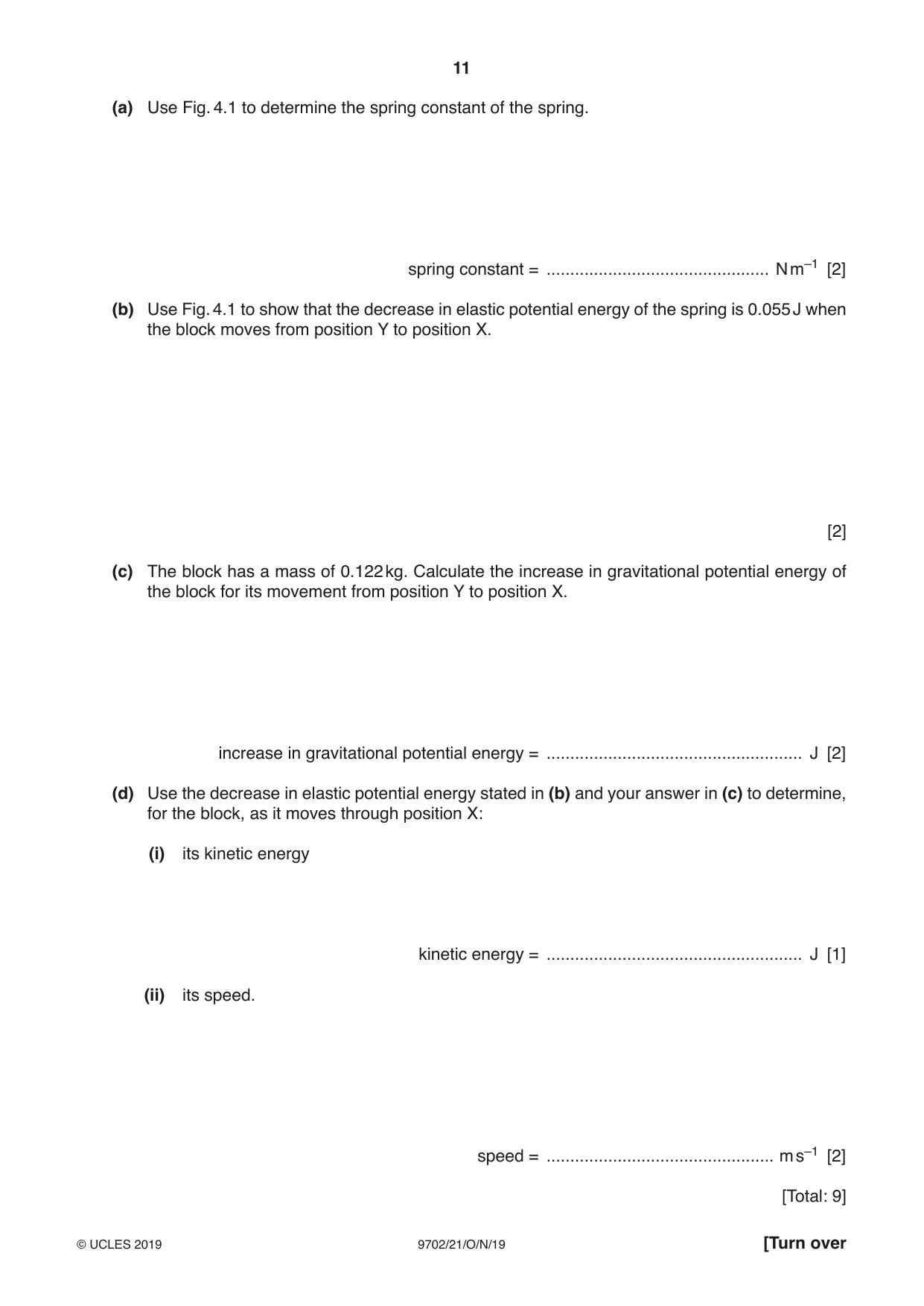 Cambridge A Level Physics 9702 2019 Oct/Nov Paper 2 · Variant 1 question paper, page 11 of 16
