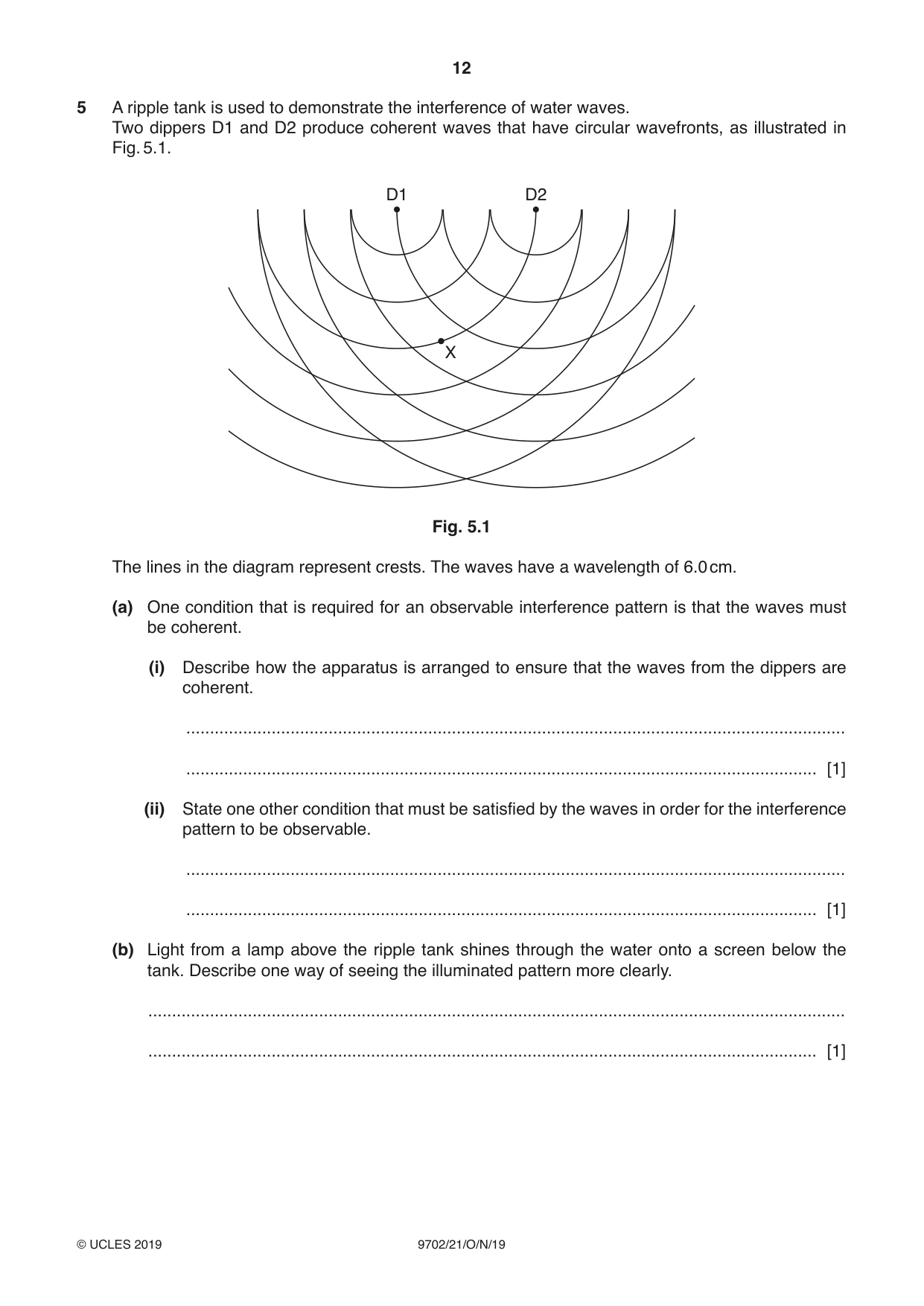 Cambridge A Level Physics 9702 2019 Oct/Nov Paper 2 · Variant 1 question paper, page 12 of 16