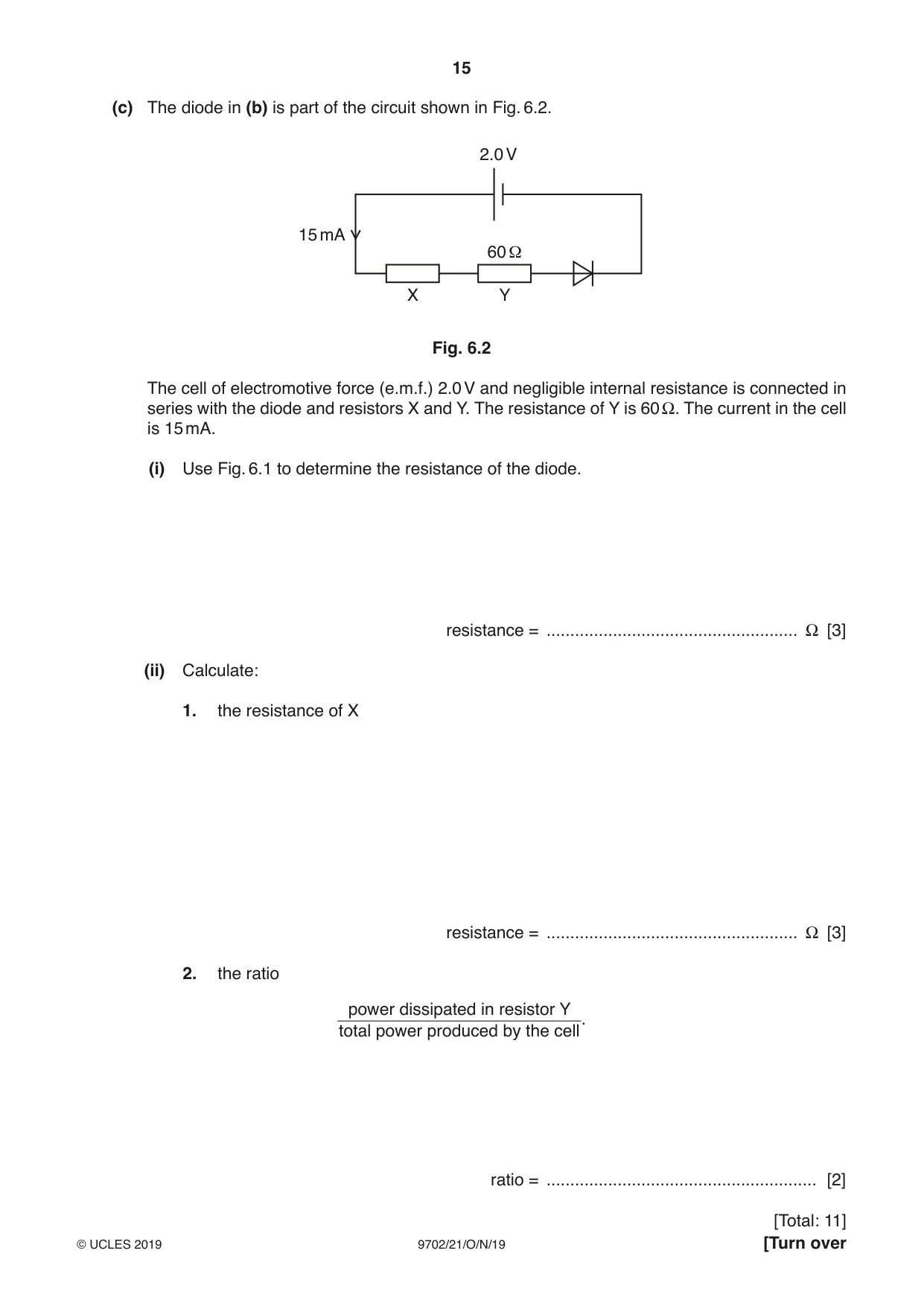 Cambridge A Level Physics 9702 2019 Oct/Nov Paper 2 · Variant 1 question paper, page 15 of 16