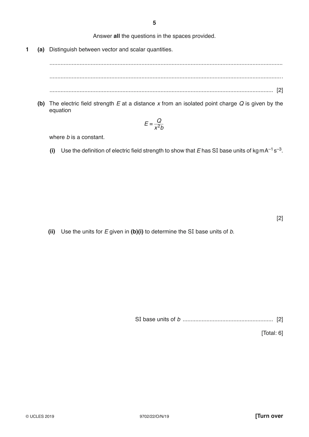 Cambridge A Level Physics 9702 2019 Oct/Nov Paper 2 · Variant 2 question paper, page 5 of 16