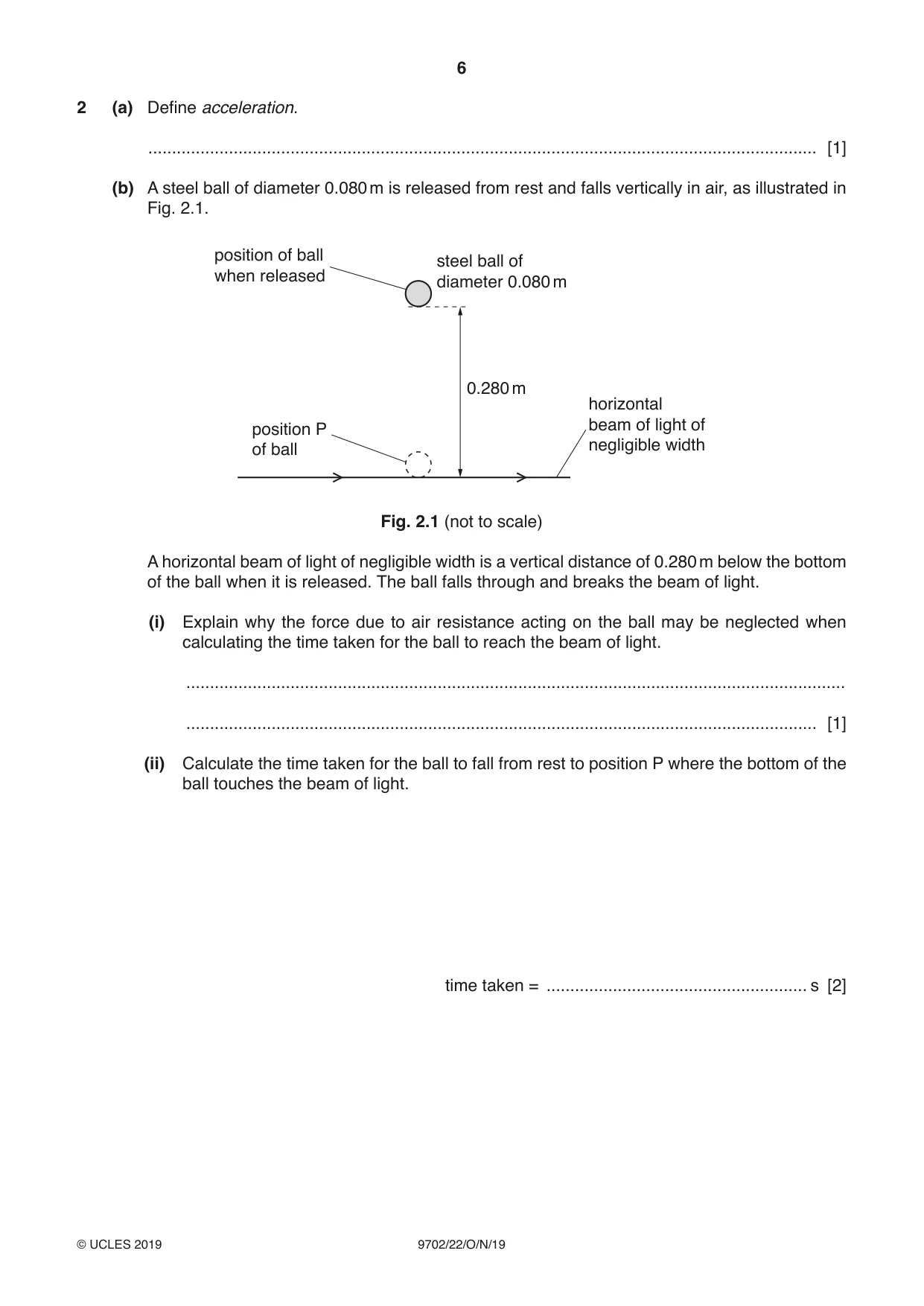 Cambridge A Level Physics 9702 2019 Oct/Nov Paper 2 · Variant 2 question paper, page 6 of 16