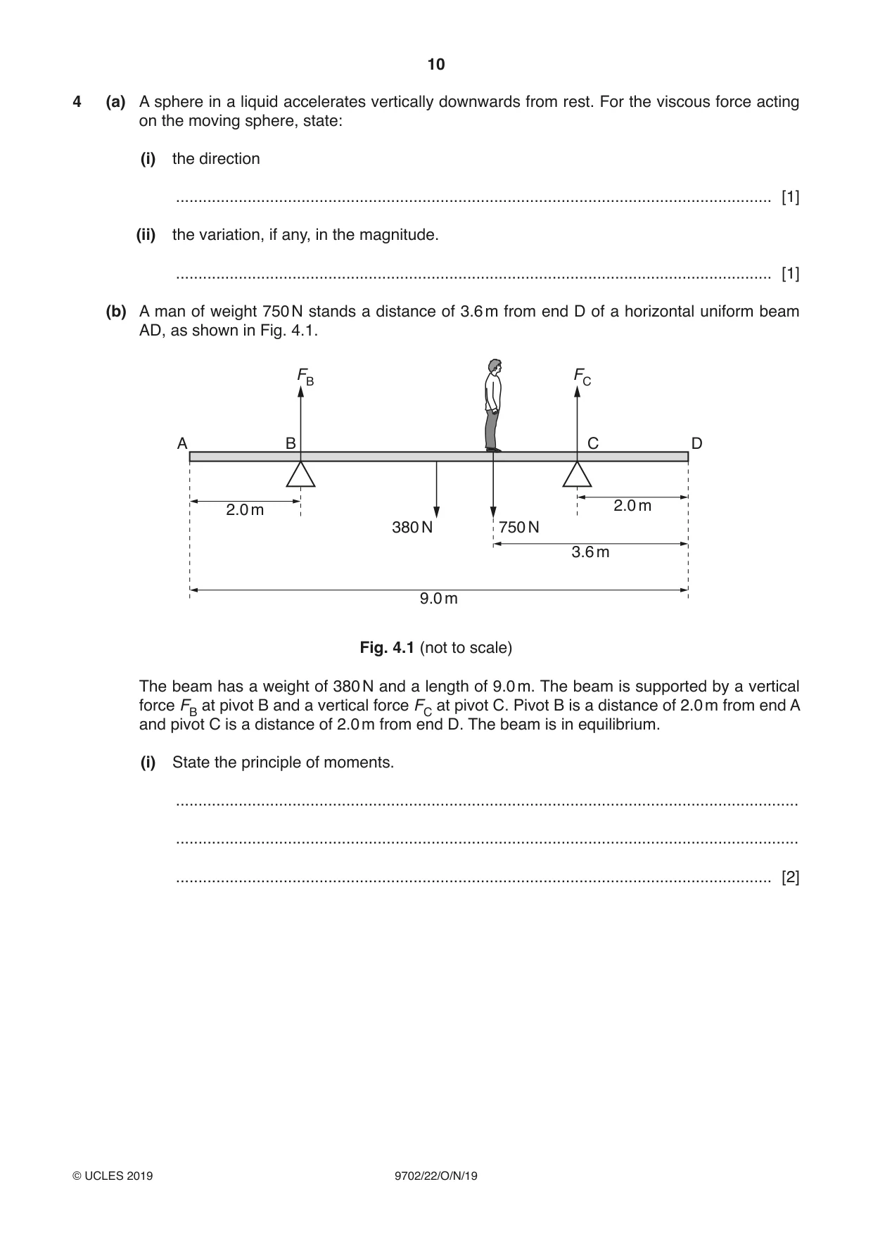 Cambridge A Level Physics 9702 2019 Oct/Nov Paper 2 · Variant 2 question paper, page 10 of 16