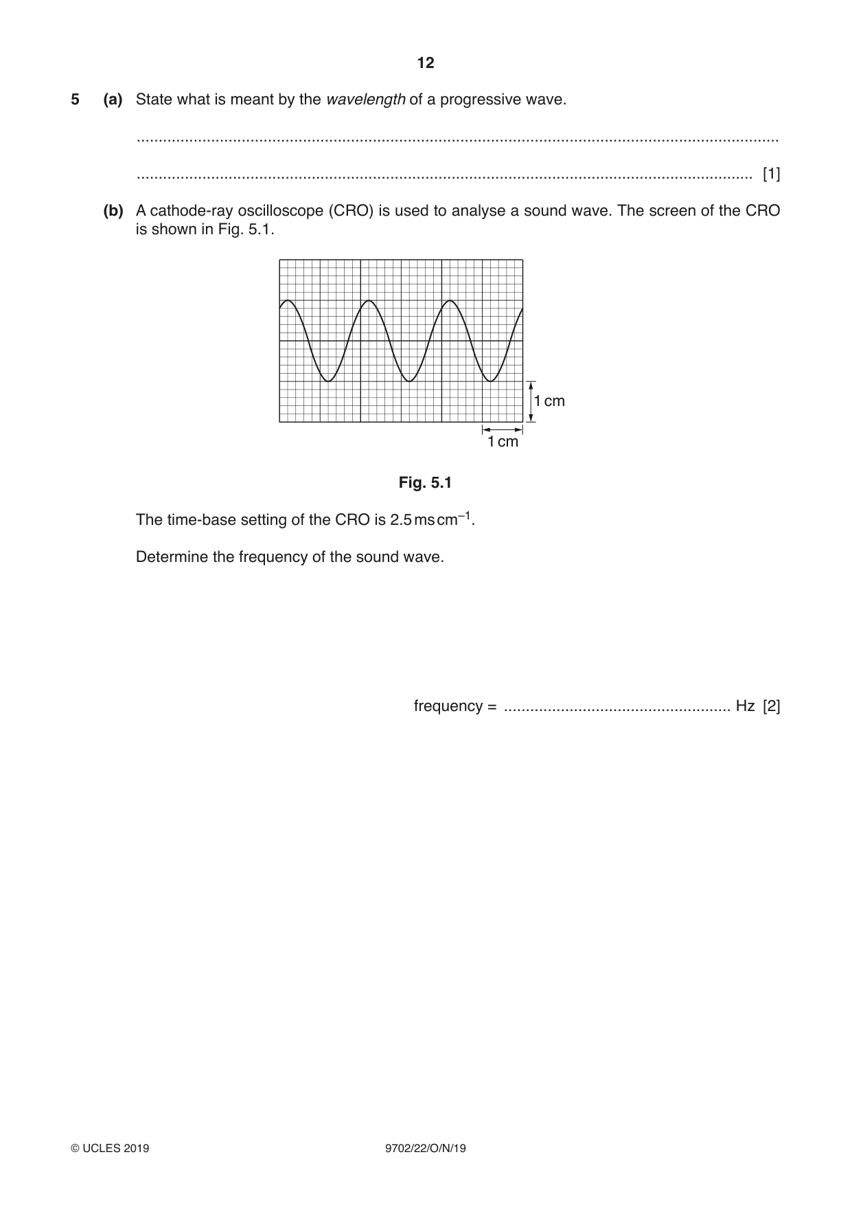 Cambridge A Level Physics 9702 2019 Oct/Nov Paper 2 · Variant 2 question paper, page 12 of 16