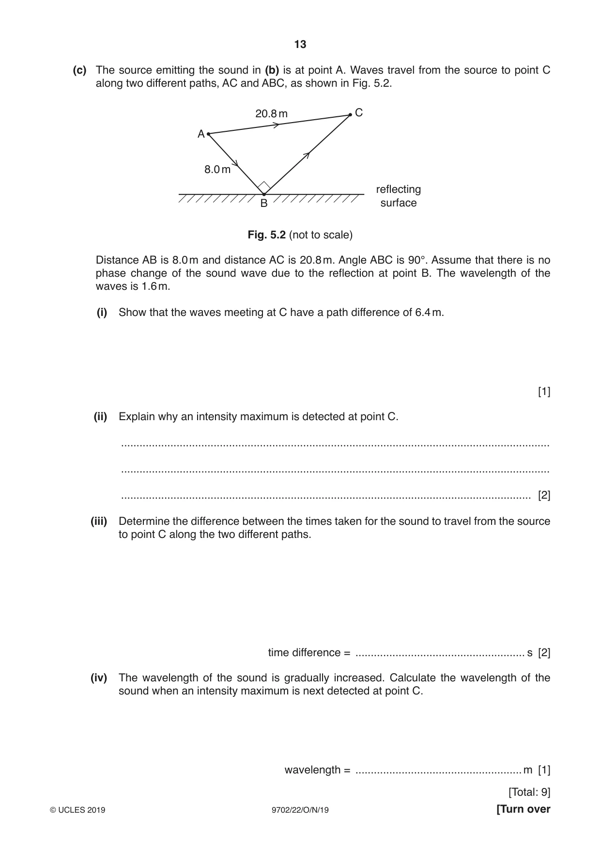 Cambridge A Level Physics 9702 2019 Oct/Nov Paper 2 · Variant 2 question paper, page 13 of 16