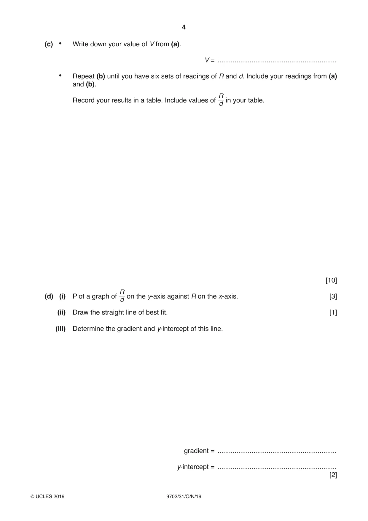 Cambridge A Level Physics 9702 2019 Oct/Nov Paper 3 · Variant 1 question paper, page 4 of 12