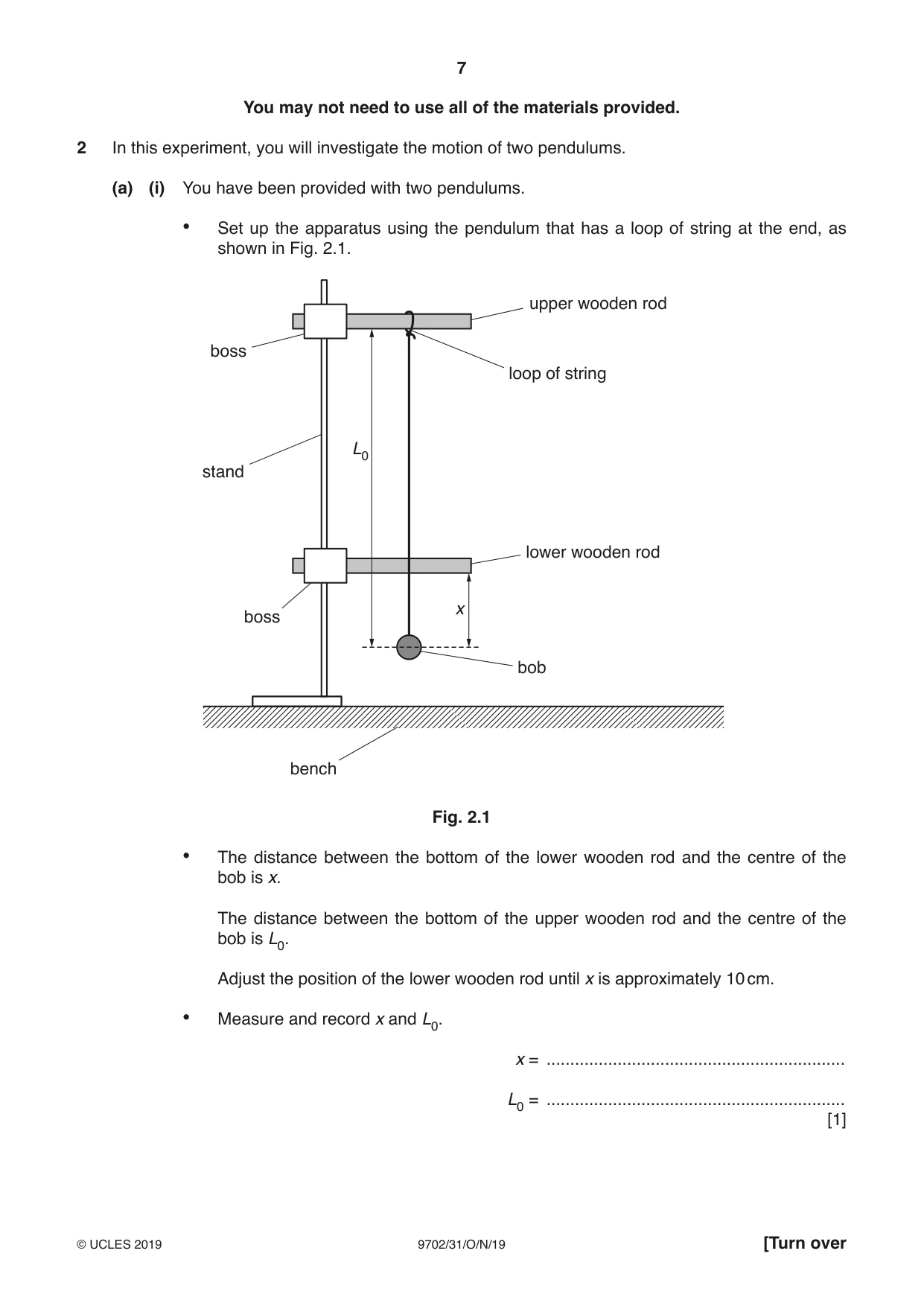 Cambridge A Level Physics 9702 2019 Oct/Nov Paper 3 · Variant 1 question paper, page 7 of 12