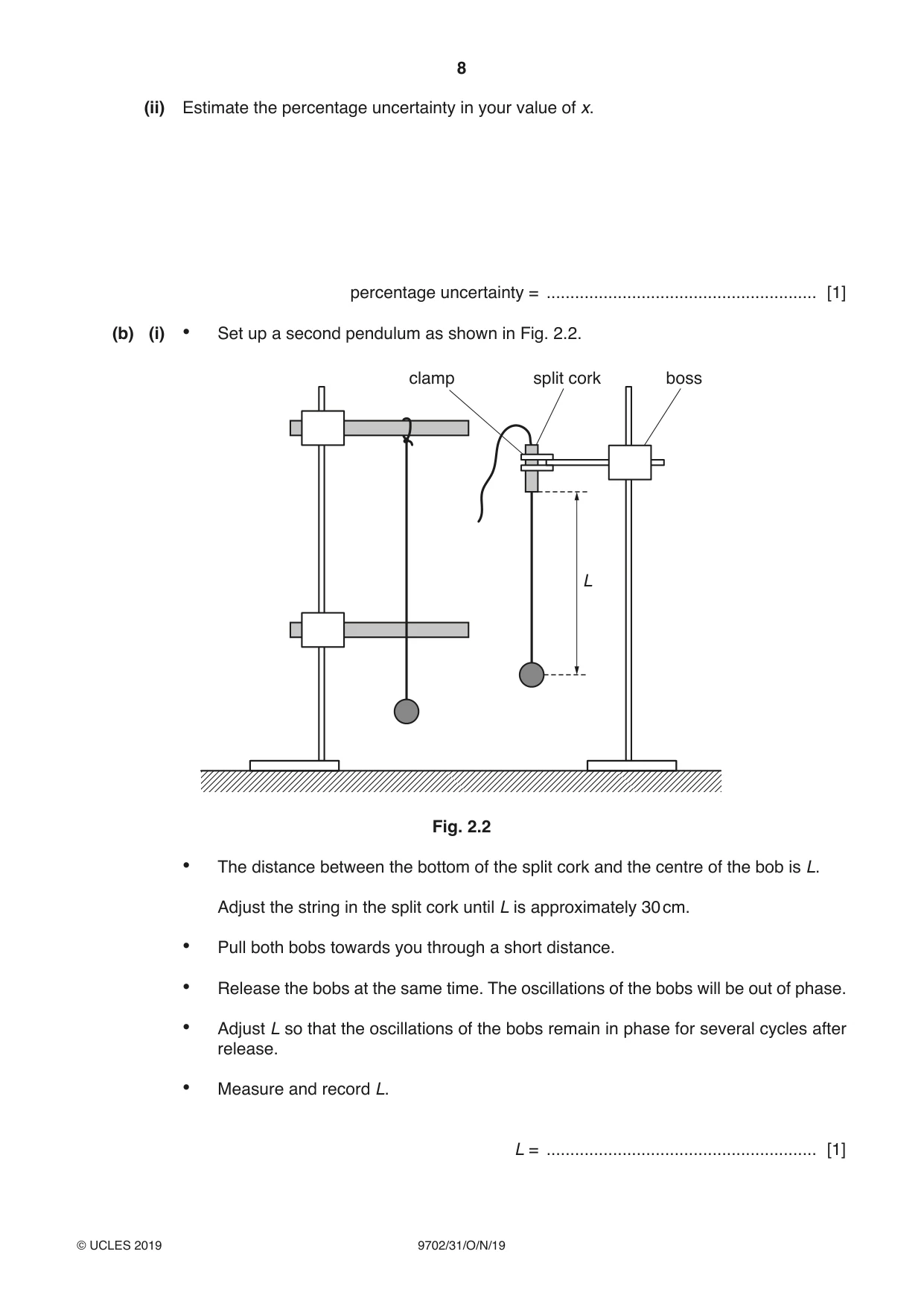 Cambridge A Level Physics 9702 2019 Oct/Nov Paper 3 · Variant 1 question paper, page 8 of 12