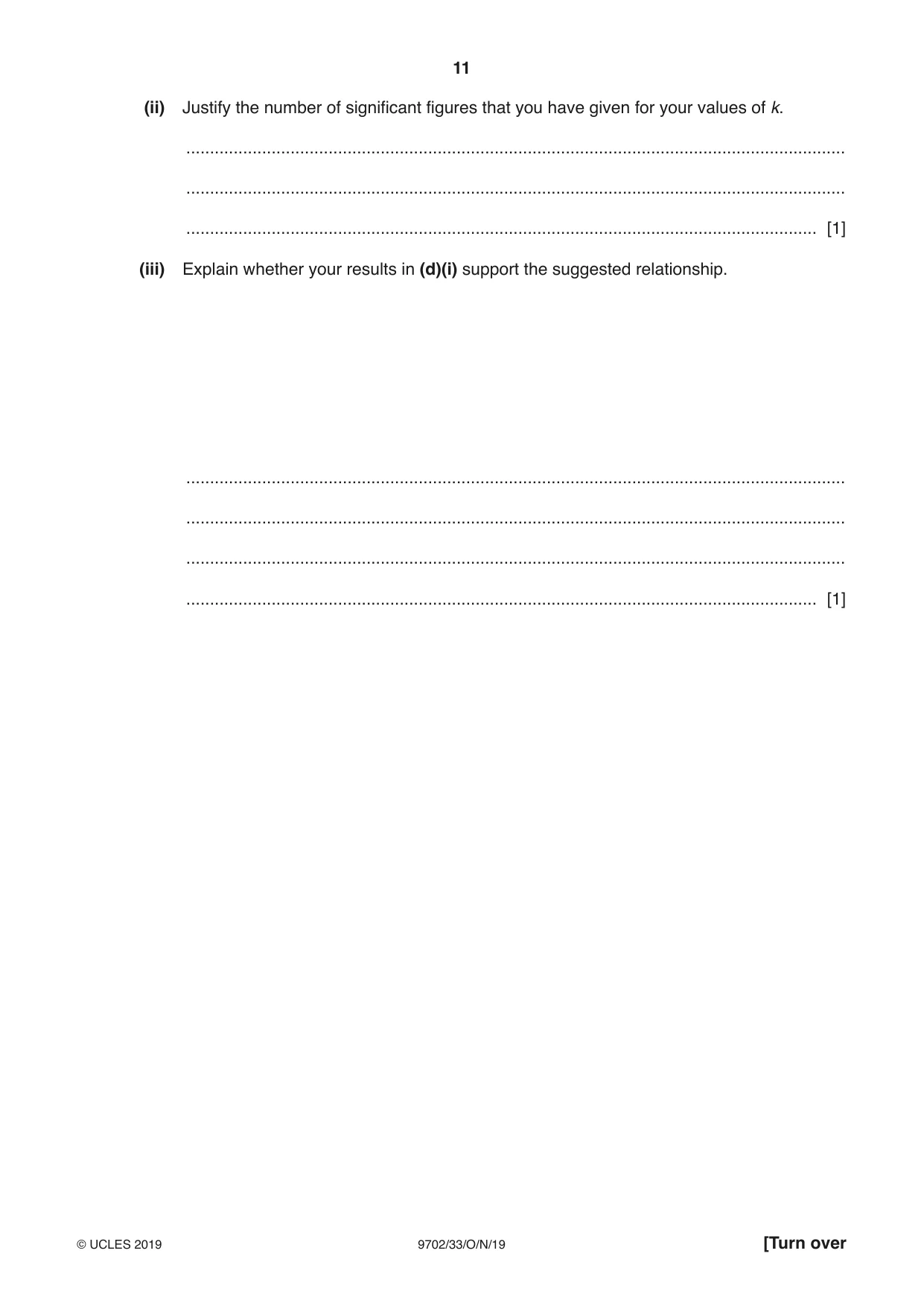 Cambridge A Level Physics 9702 2019 Oct/Nov Paper 3 · Variant 3 question paper, page 11 of 12