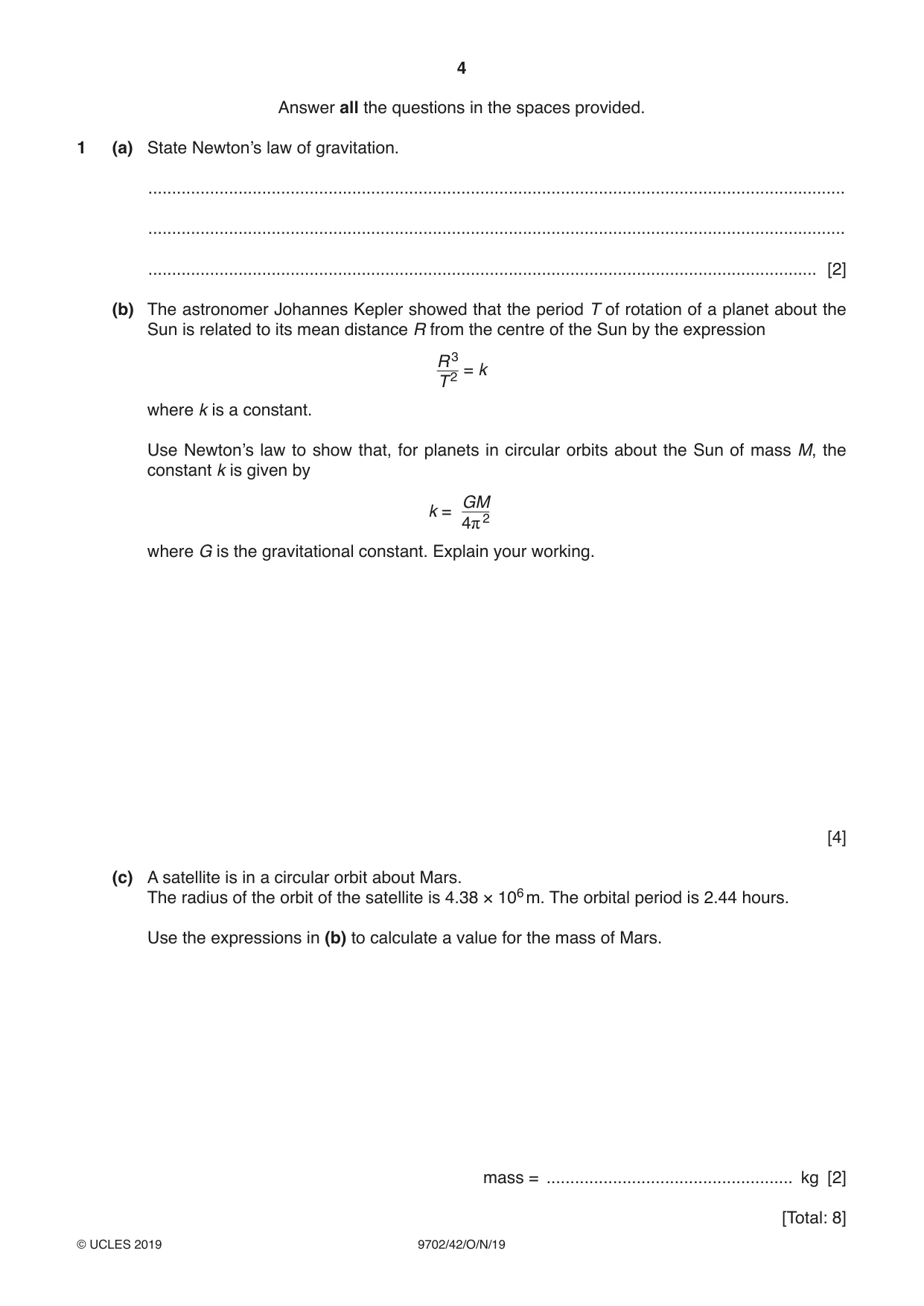 Cambridge A Level Physics 9702 2019 Oct/Nov Paper 4 · Variant 2 question paper, page 4 of 28