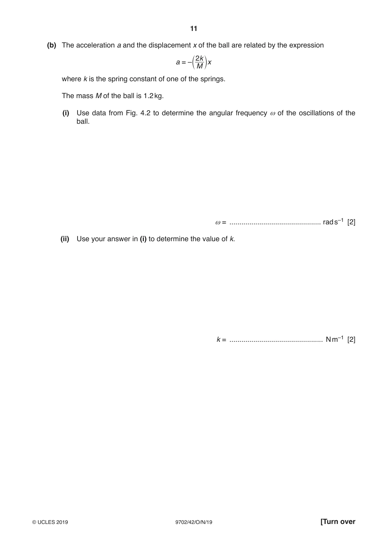 Cambridge A Level Physics 9702 2019 Oct/Nov Paper 4 · Variant 2 question paper, page 11 of 28