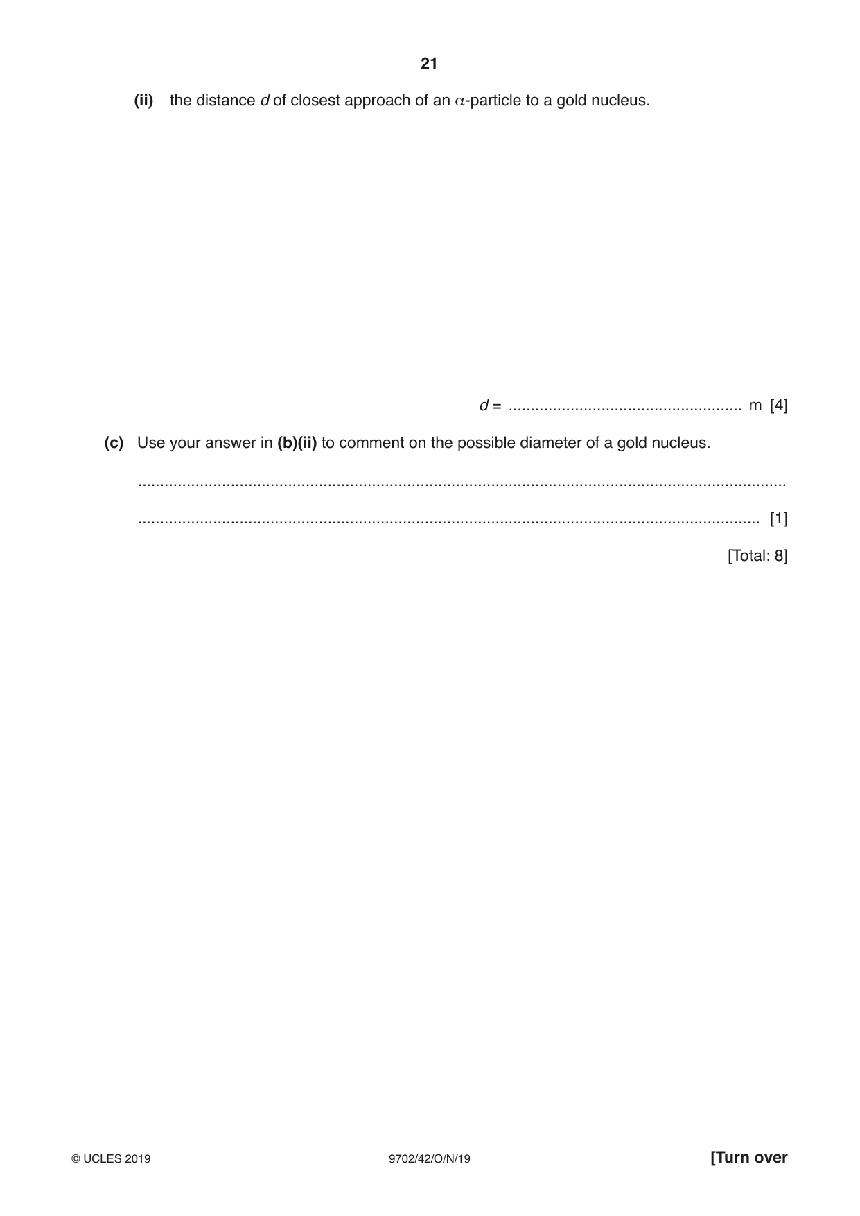 Cambridge A Level Physics 9702 2019 Oct/Nov Paper 4 · Variant 2 question paper, page 21 of 28