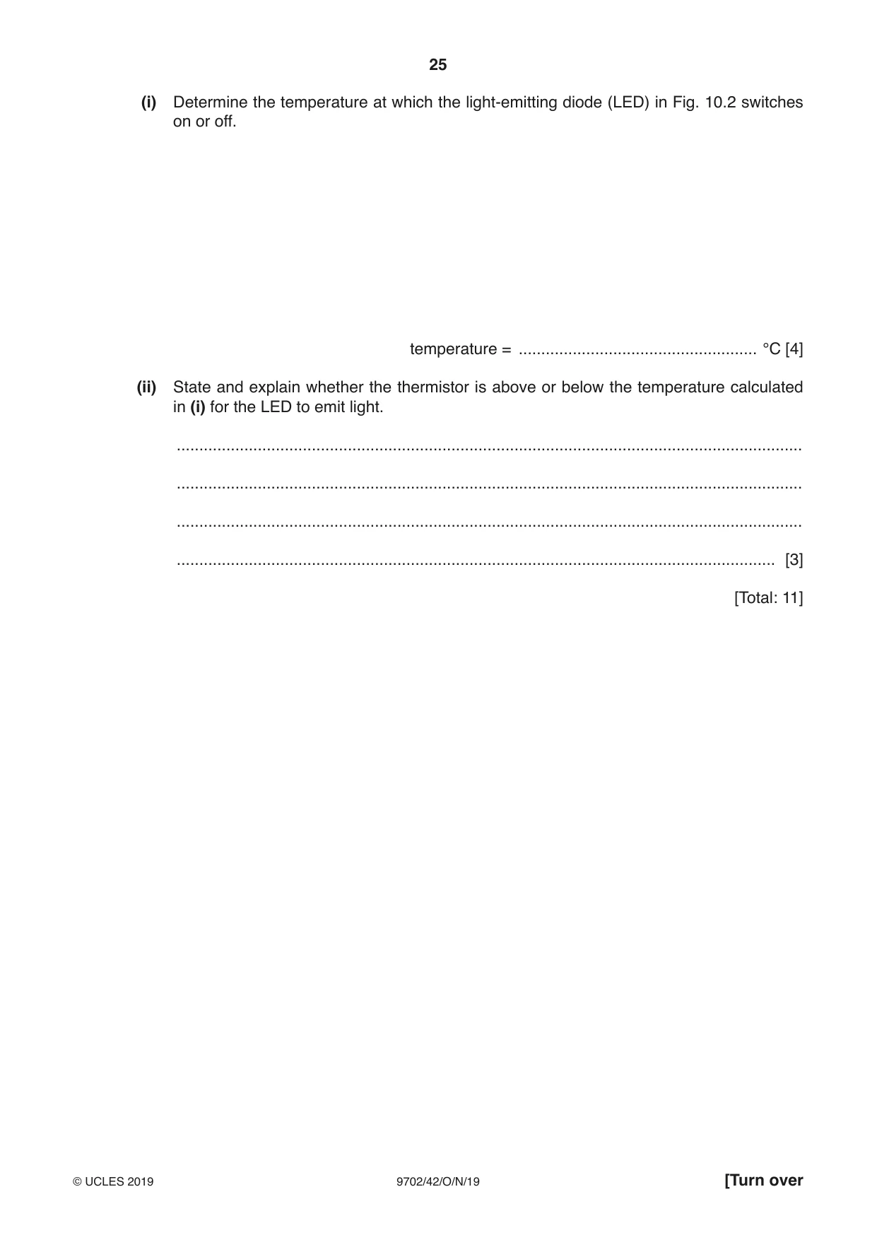 Cambridge A Level Physics 9702 2019 Oct/Nov Paper 4 · Variant 2 question paper, page 25 of 28