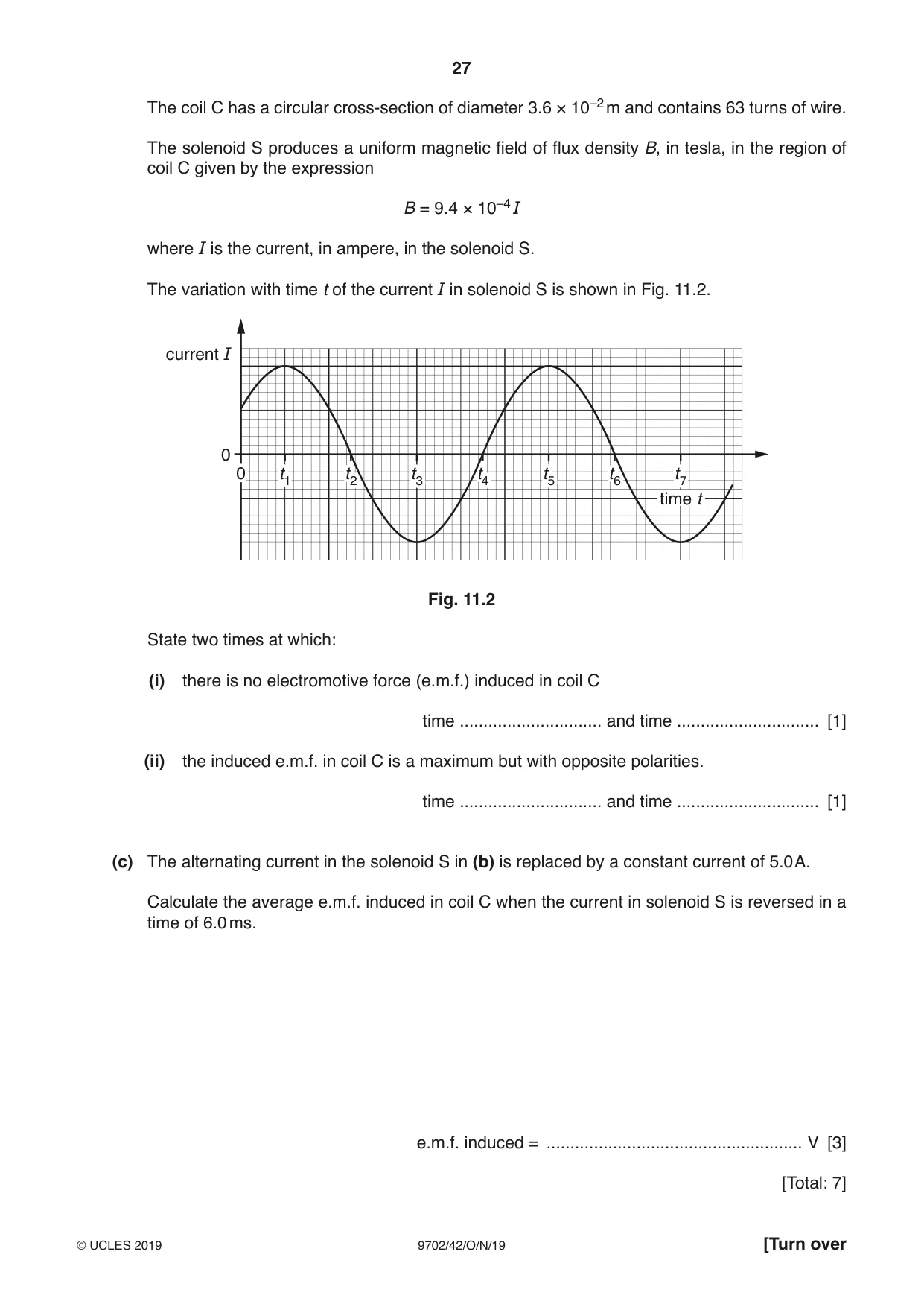 Cambridge A Level Physics 9702 2019 Oct/Nov Paper 4 · Variant 2 question paper, page 27 of 28