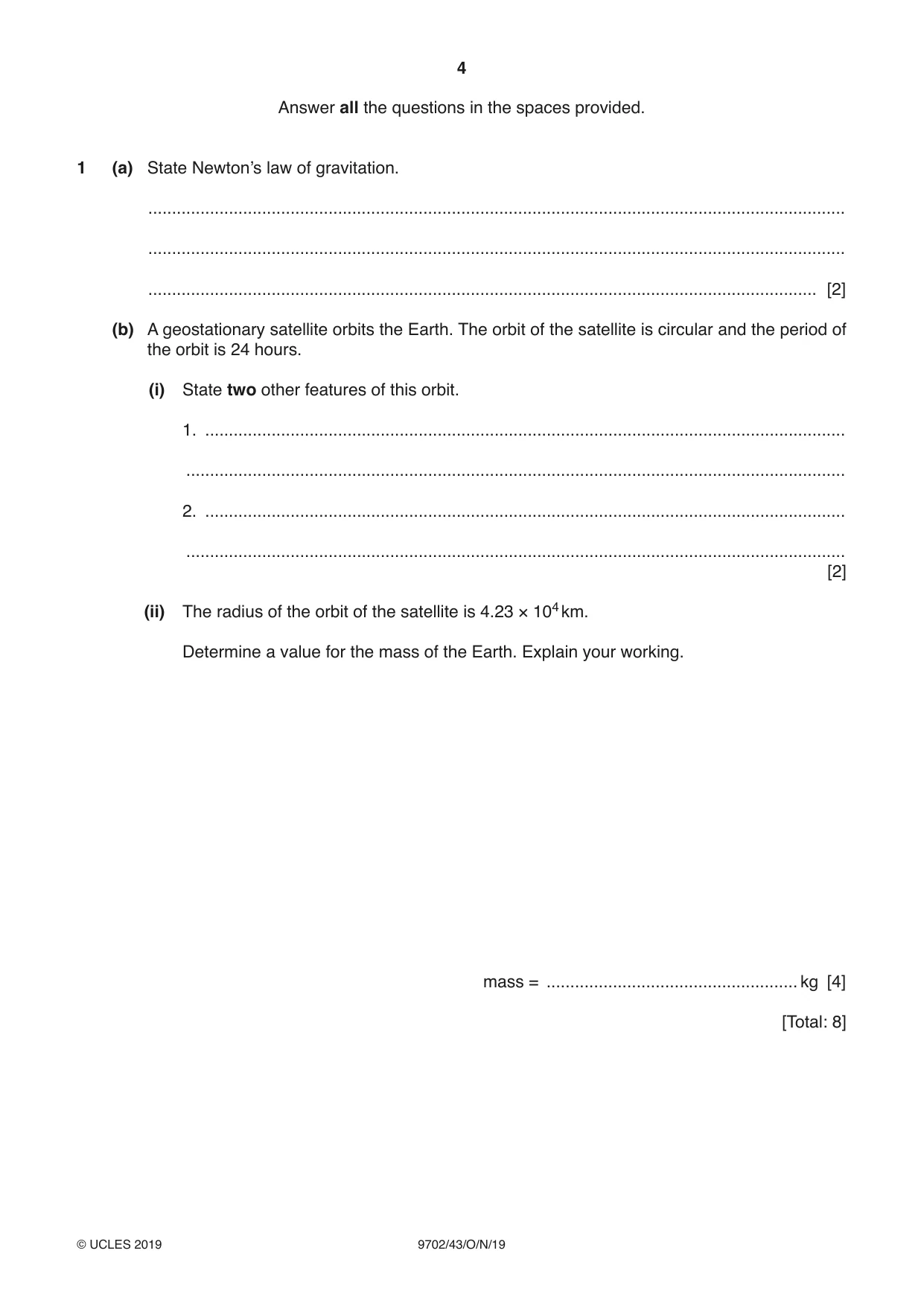 Cambridge A Level Physics 9702 2019 Oct/Nov Paper 4 · Variant 3 question paper, page 4 of 28