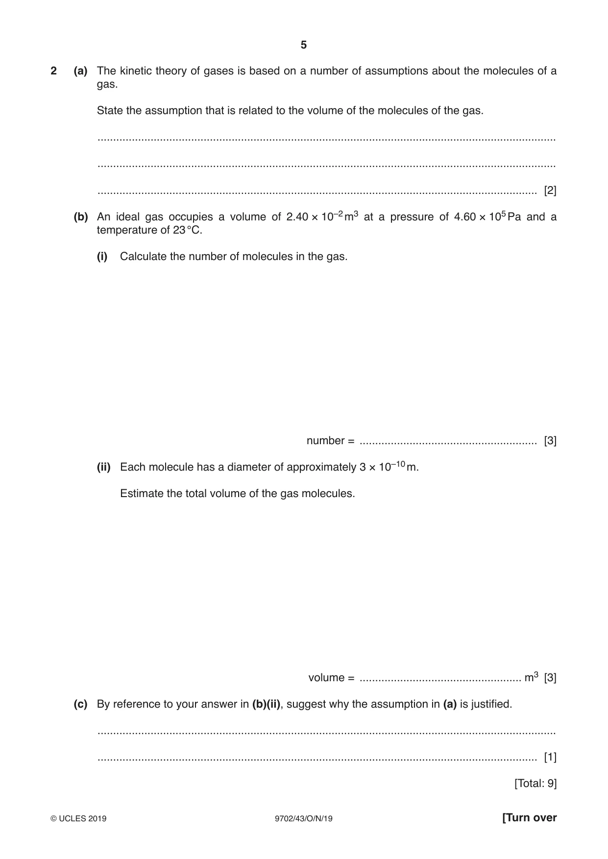 Cambridge A Level Physics 9702 2019 Oct/Nov Paper 4 · Variant 3 question paper, page 5 of 28