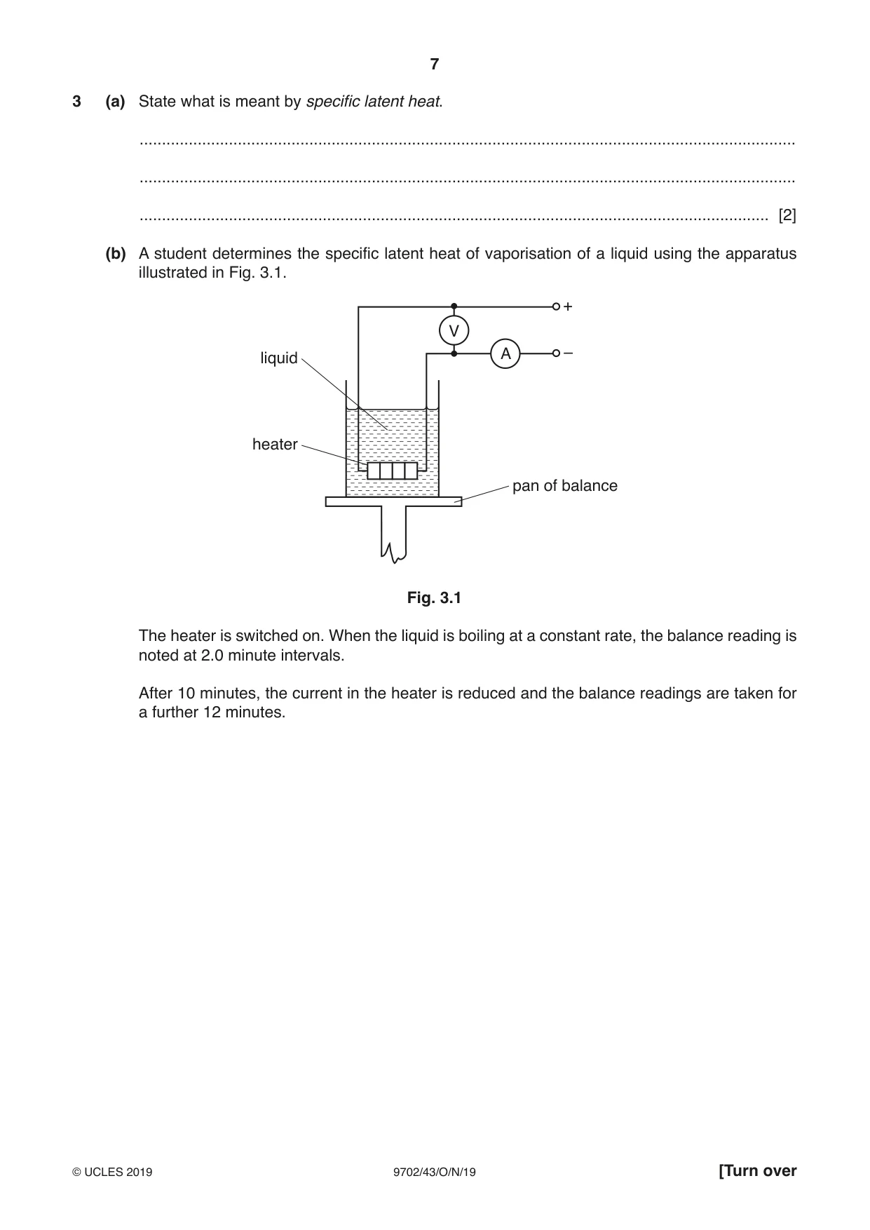 Cambridge A Level Physics 9702 2019 Oct/Nov Paper 4 · Variant 3 question paper, page 7 of 28