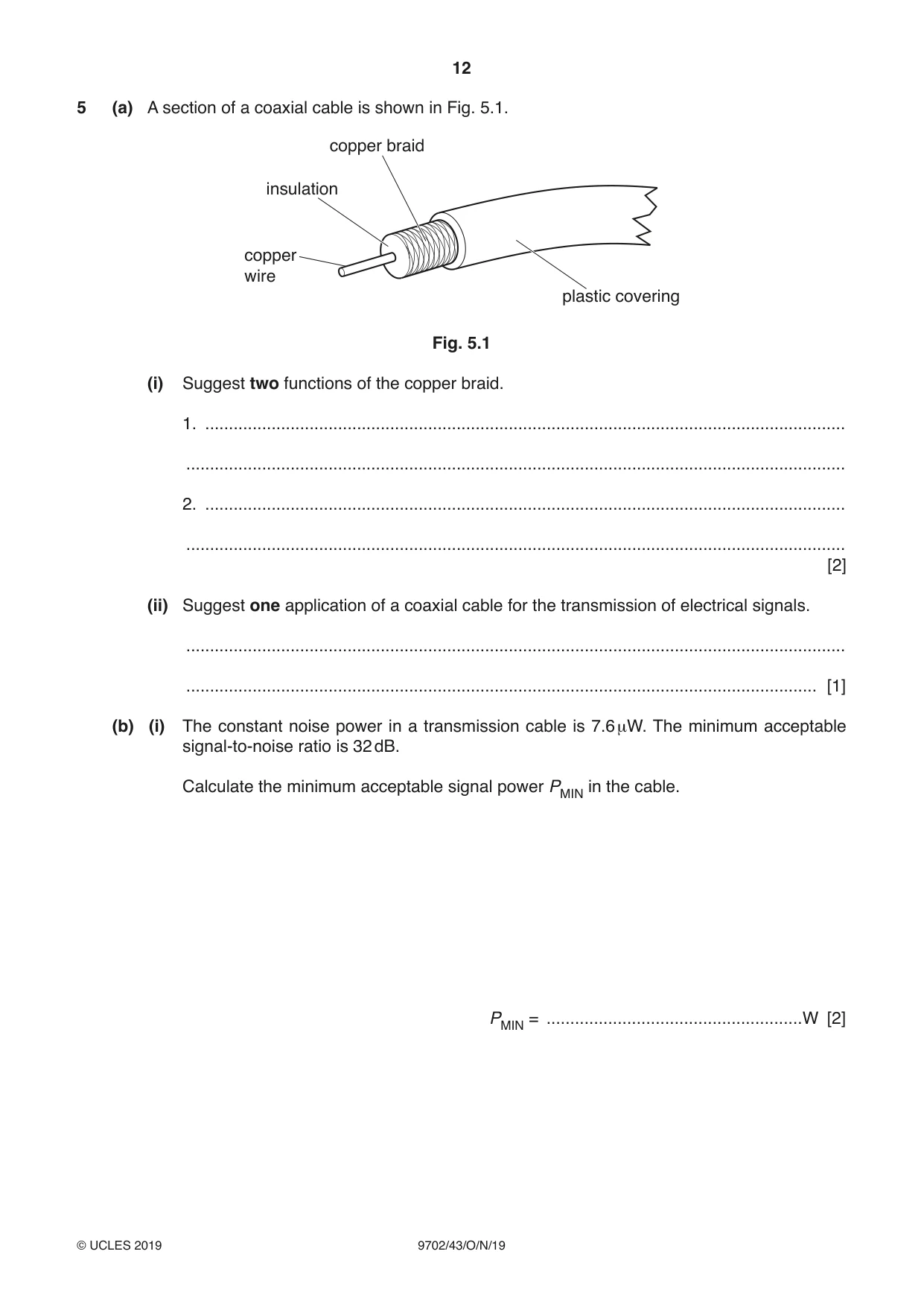 Cambridge A Level Physics 9702 2019 Oct/Nov Paper 4 · Variant 3 question paper, page 12 of 28