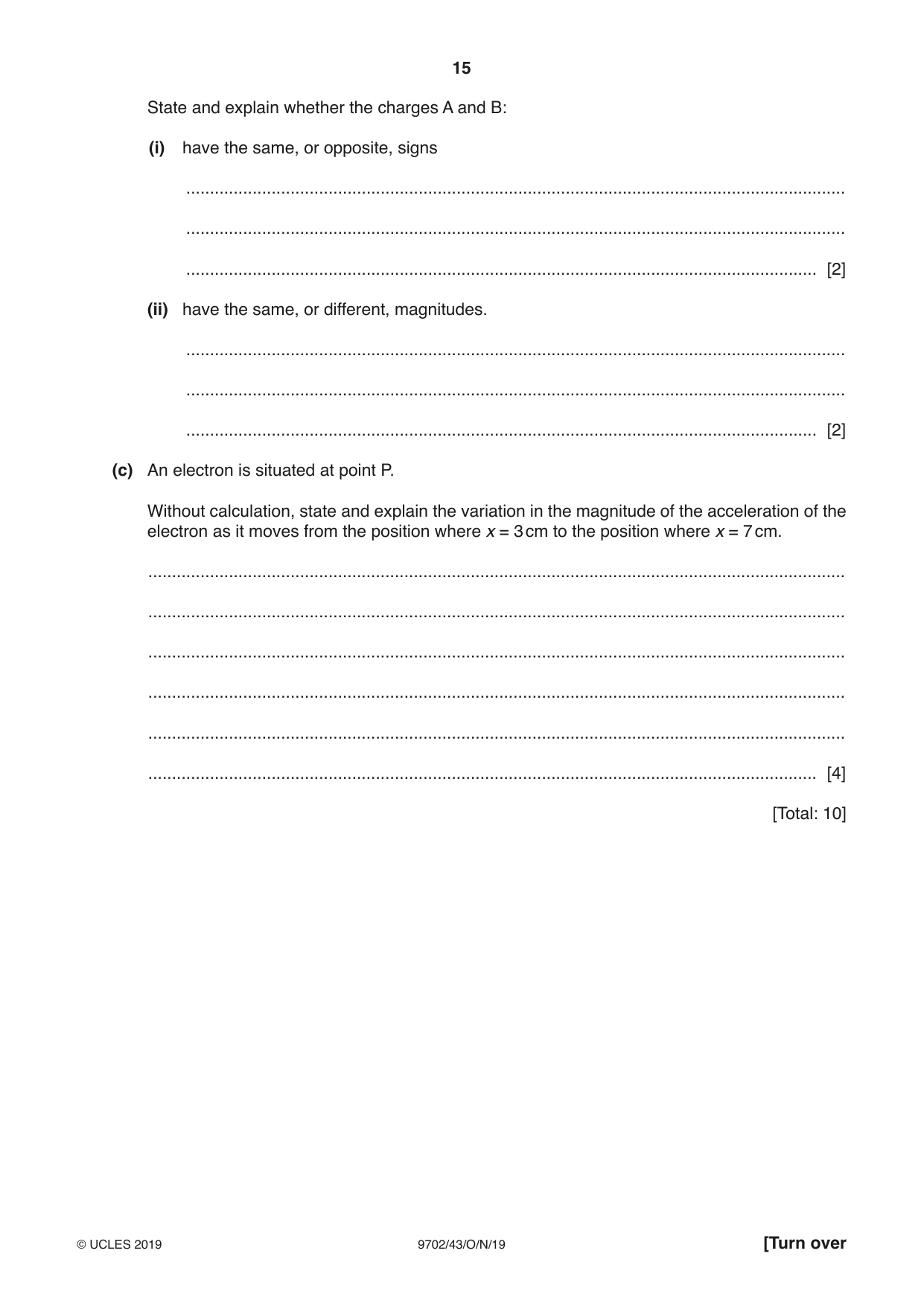 Cambridge A Level Physics 9702 2019 Oct/Nov Paper 4 · Variant 3 question paper, page 15 of 28