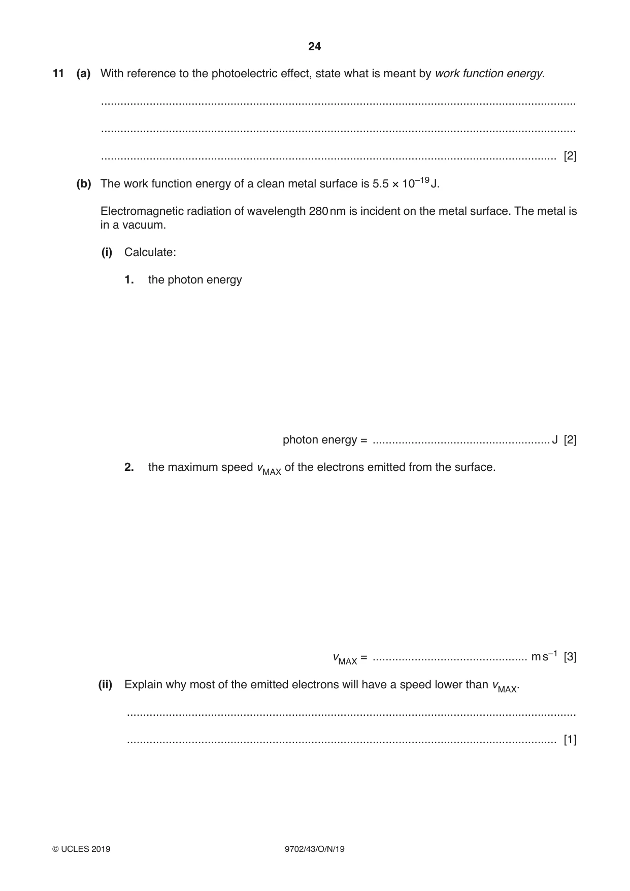 Cambridge A Level Physics 9702 2019 Oct/Nov Paper 4 · Variant 3 question paper, page 24 of 28
