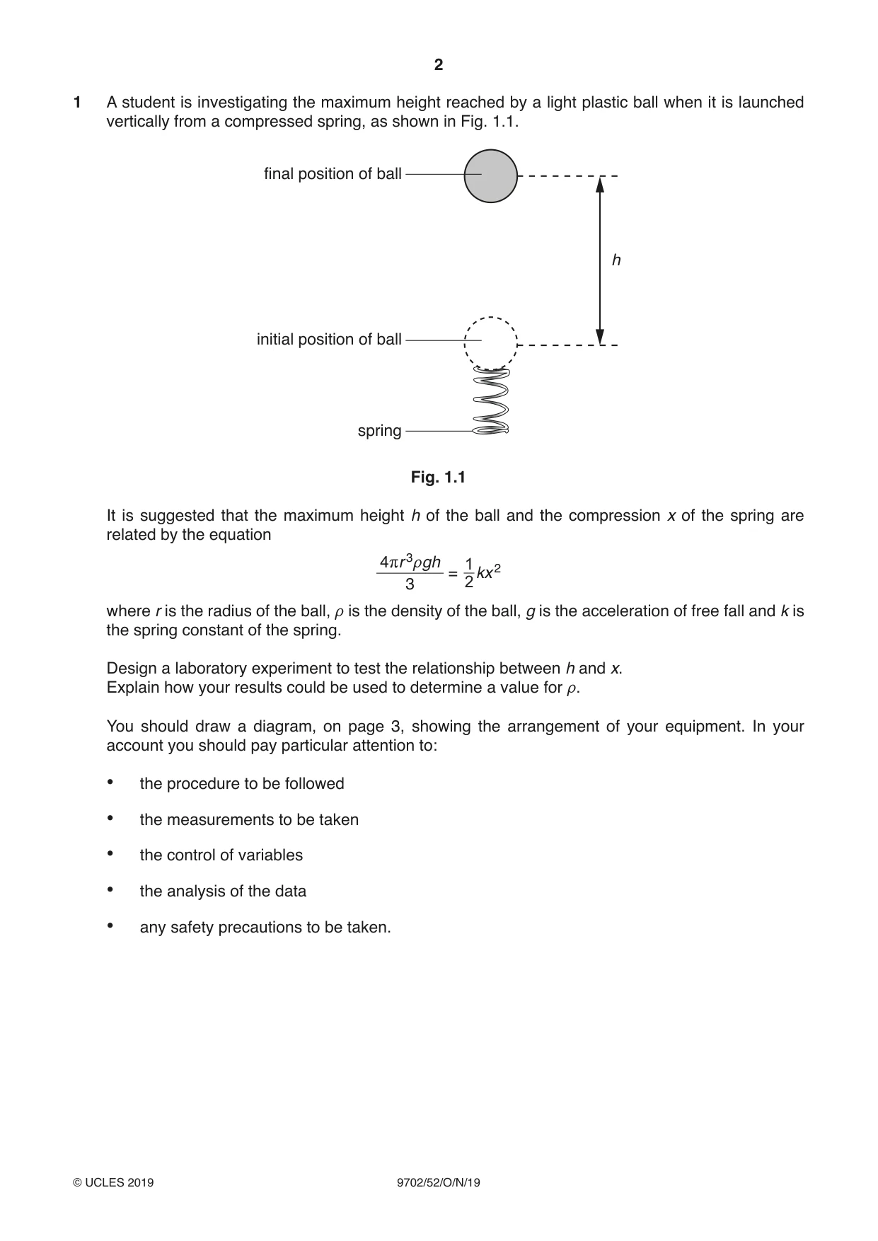 Cambridge A Level Physics 9702 2019 Oct/Nov Paper 5 · Variant 2 question paper, page 2 of 8