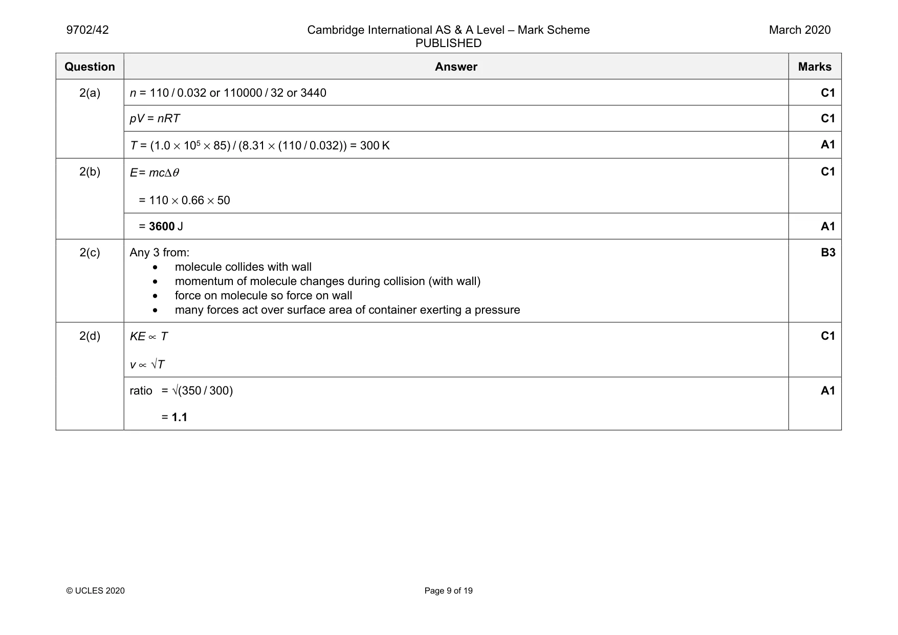 Mark scheme, page 9 of 19