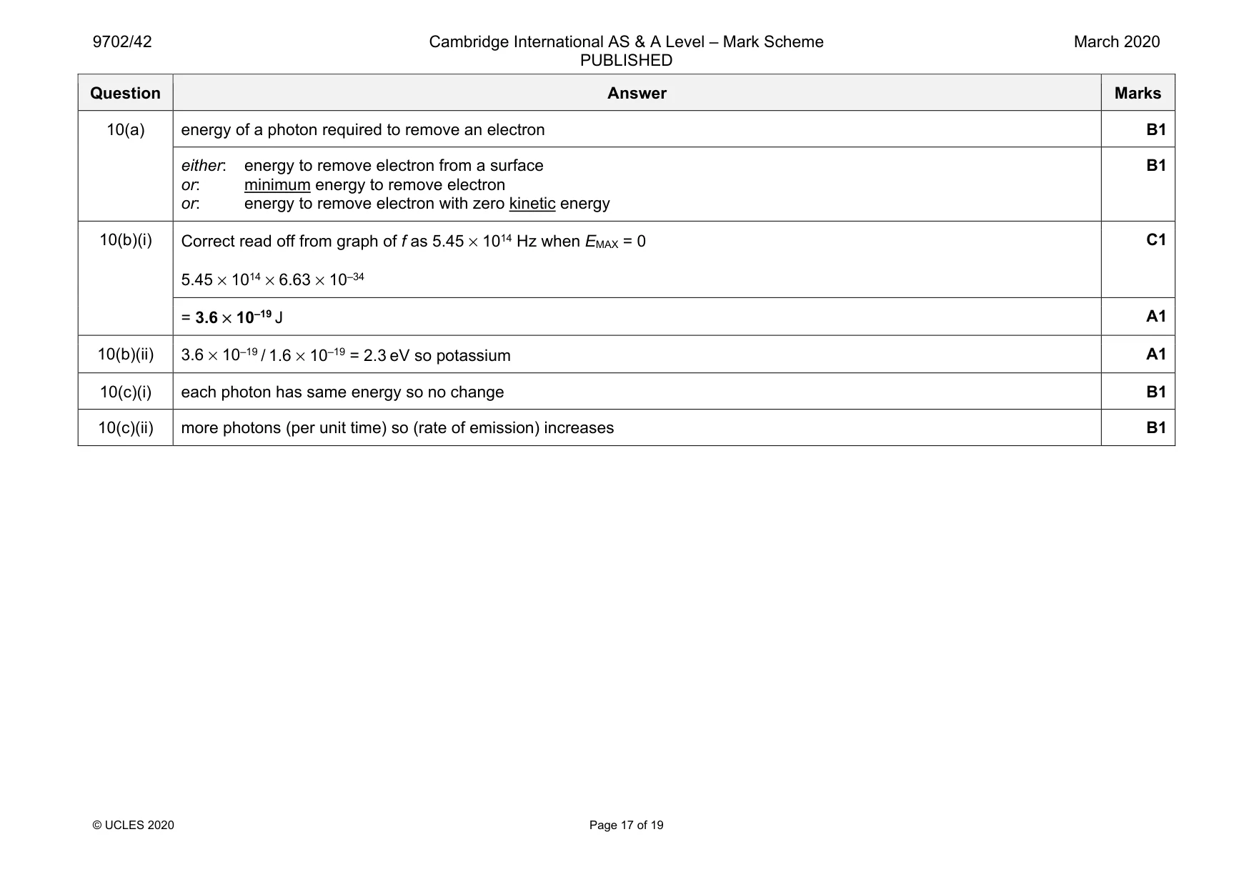 Mark scheme, page 17 of 19