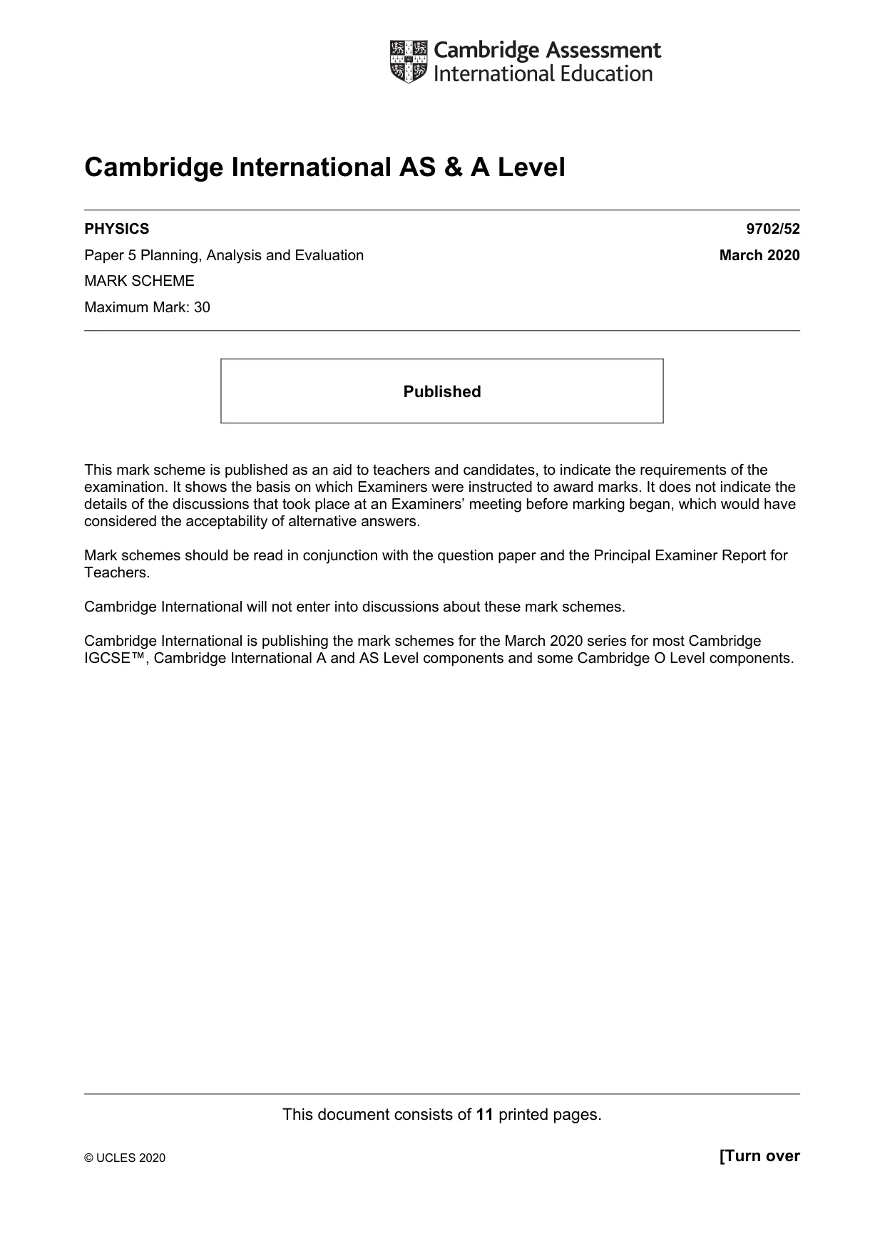 Mark scheme, page 1 of 11