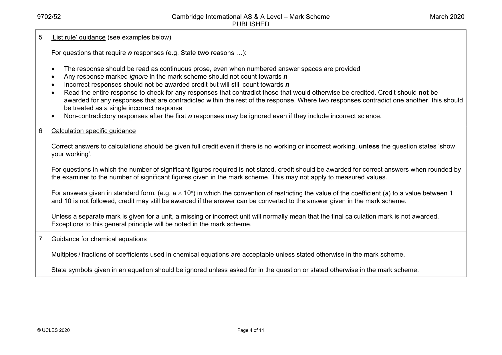 Mark scheme, page 4 of 11