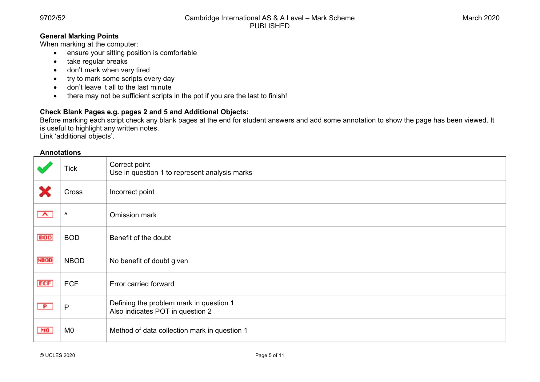 Mark scheme, page 5 of 11