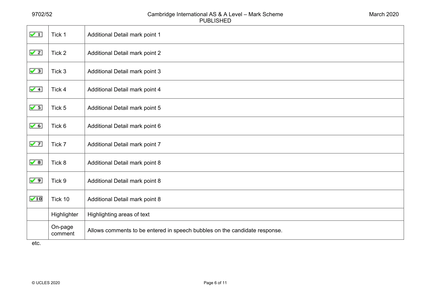 Mark scheme, page 6 of 11