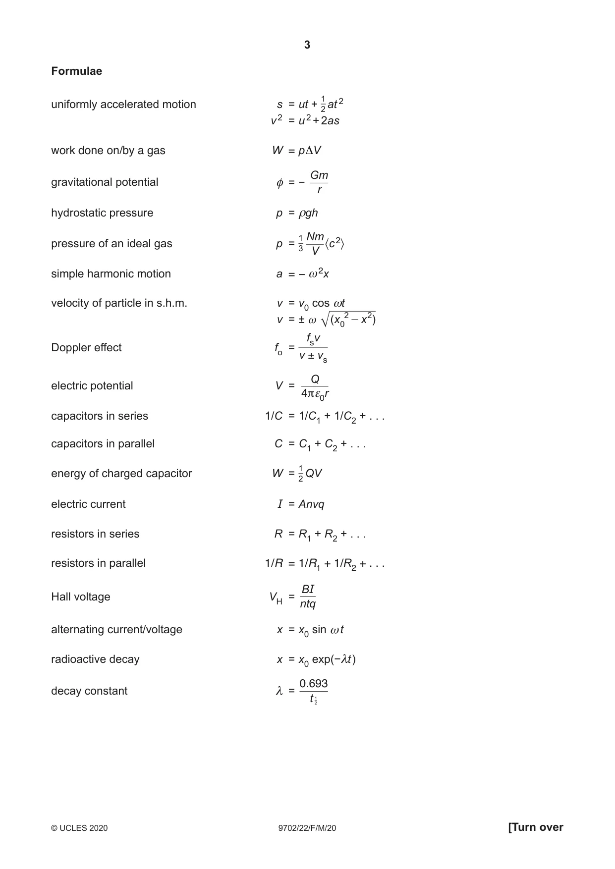 Cambridge A Level Physics 9702 2020 Feb/March Paper 2 · Variant 2 question paper, page 3 of 16