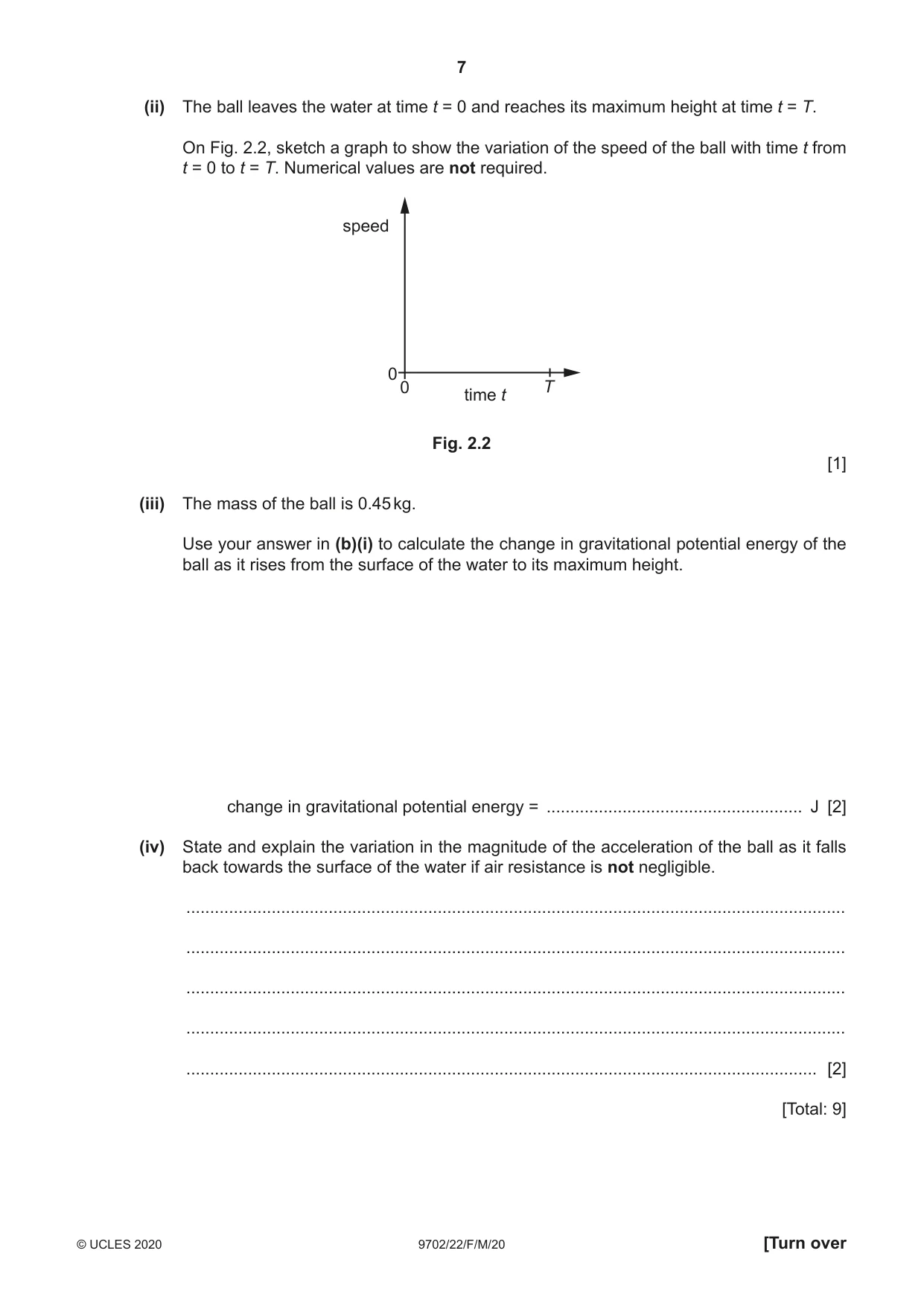 Cambridge A Level Physics 9702 2020 Feb/March Paper 2 · Variant 2 question paper, page 7 of 16